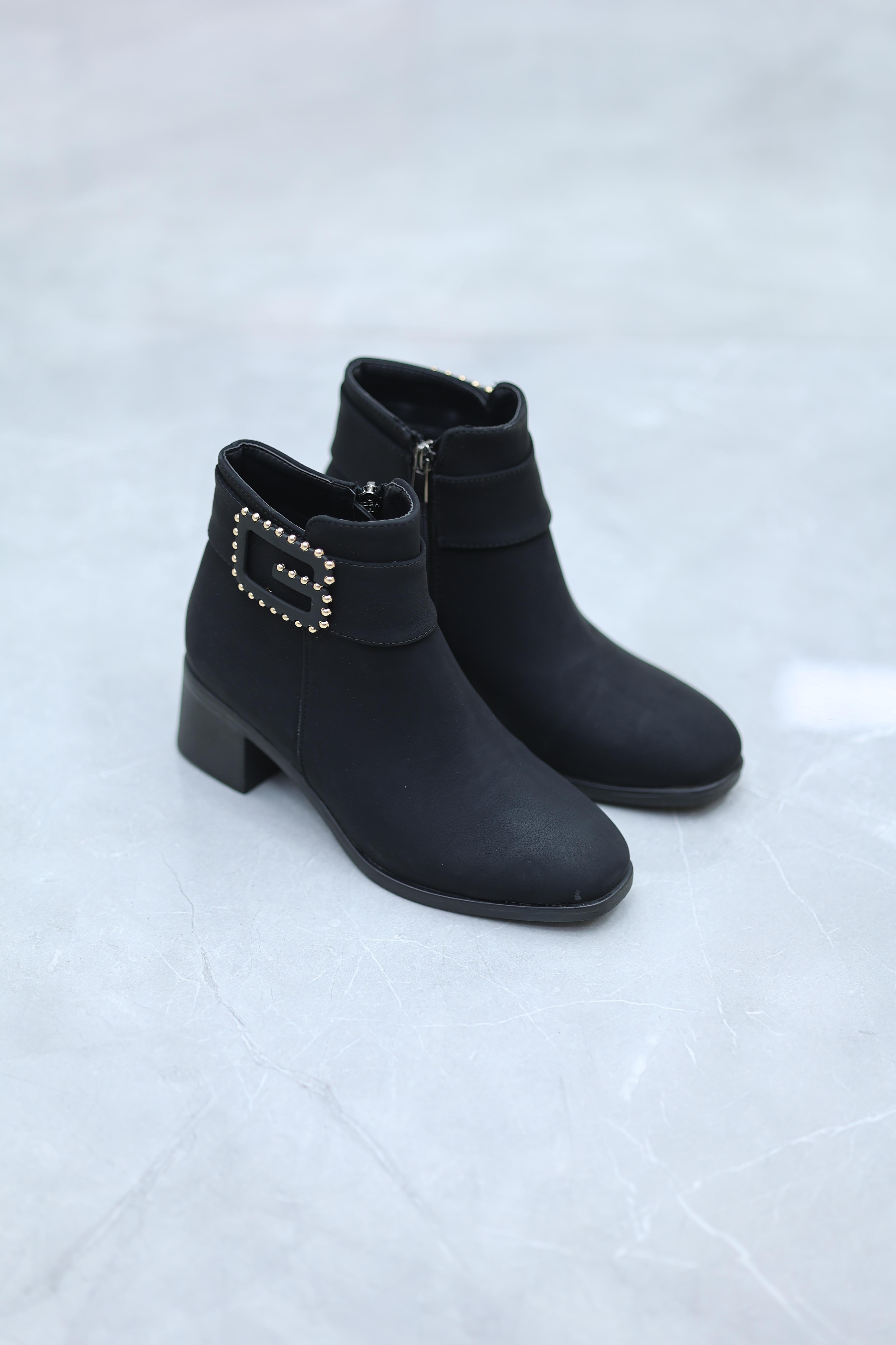 Kaymaz Taban Zümrüt Malzeme Kadın Bot Kare Topuk