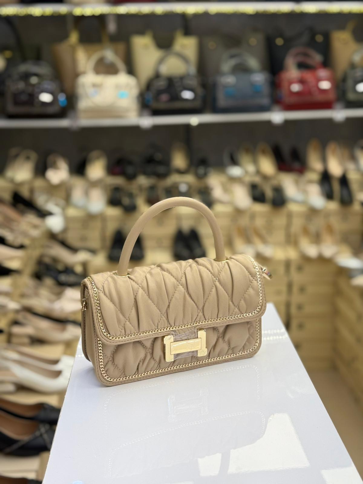 Kriste Bell İthal Gold Tokalı El ve Çapraz Çanta Ten