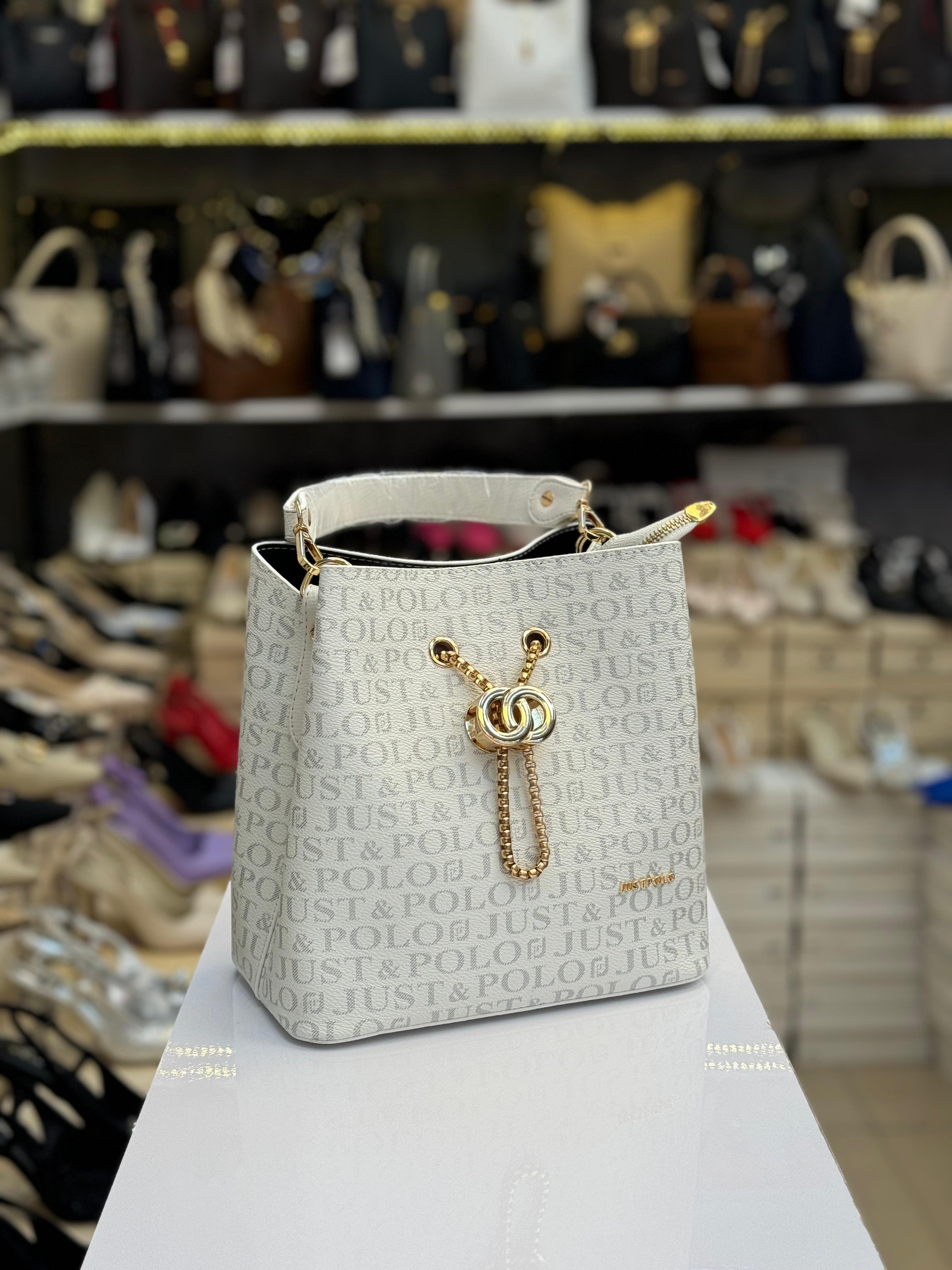 Monogram Baskılı Uzun Askılı 3 Bölmeli Kadın El ve Omuz Çantası