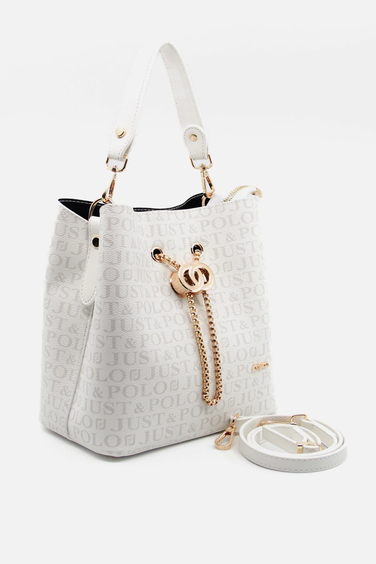 Monogram Baskılı Uzun Askılı 3 Bölmeli Kadın El ve Omuz Çantası