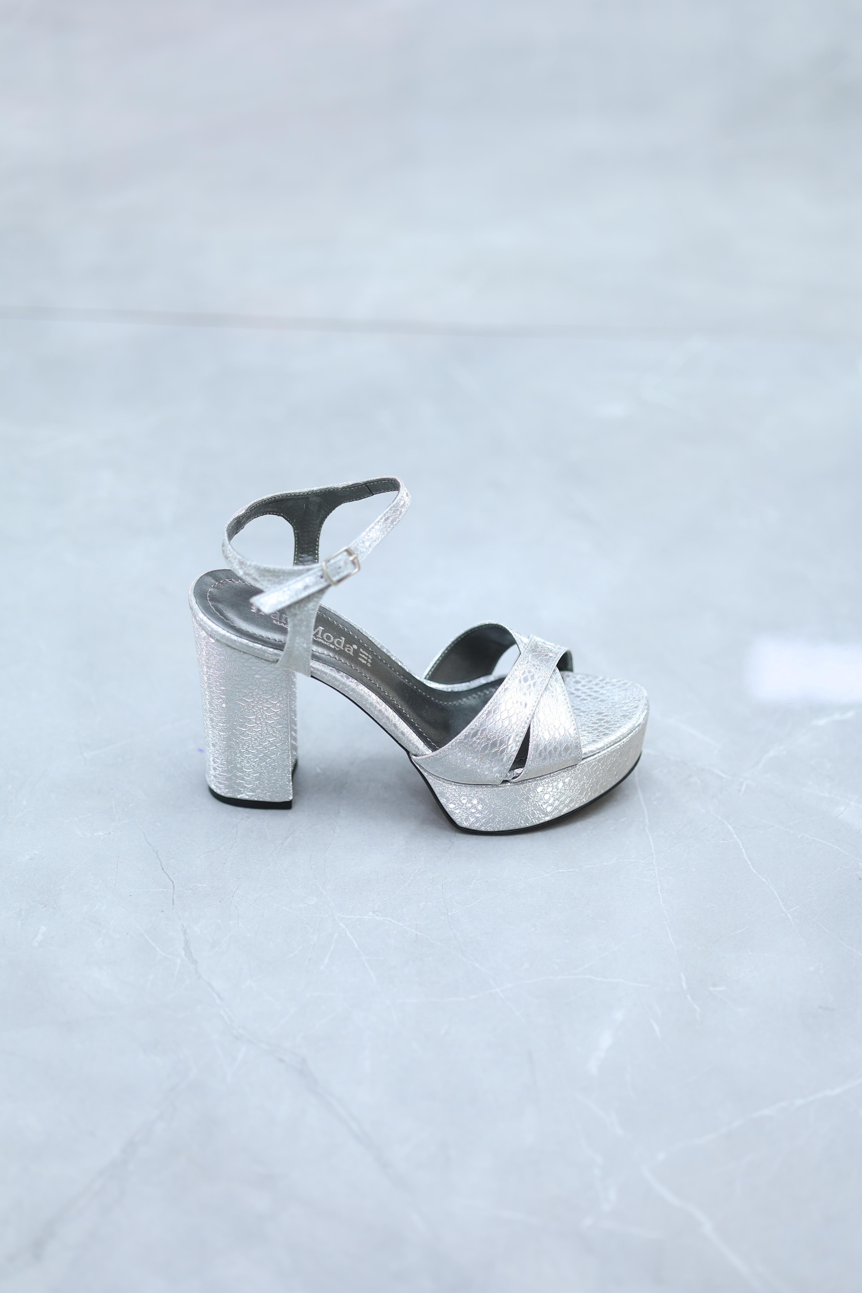 Platform Topuk Çok Rahat Kadın Ayakkabı Gümüş