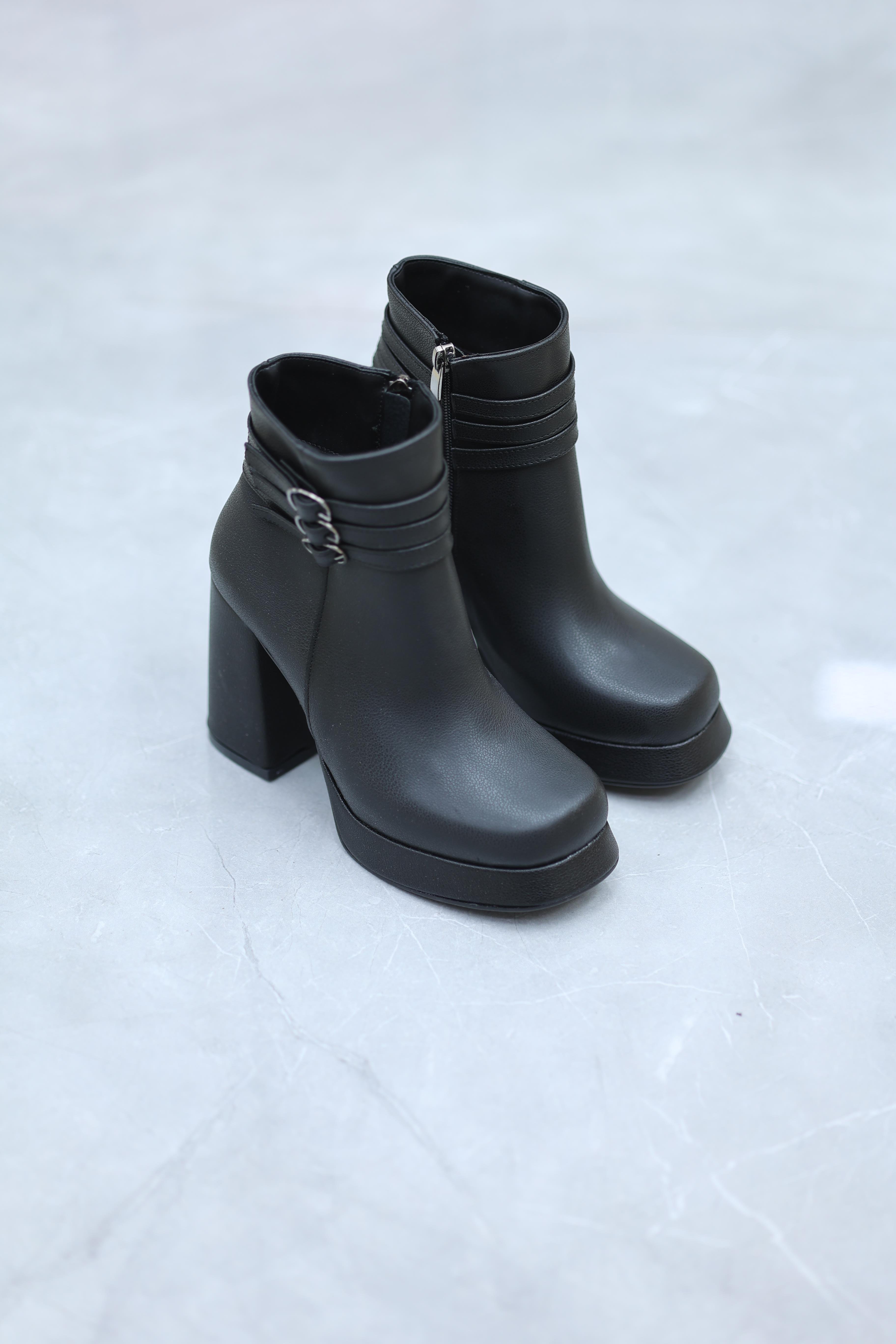 Siyah Platform Topuk Rahat Kadın Bot