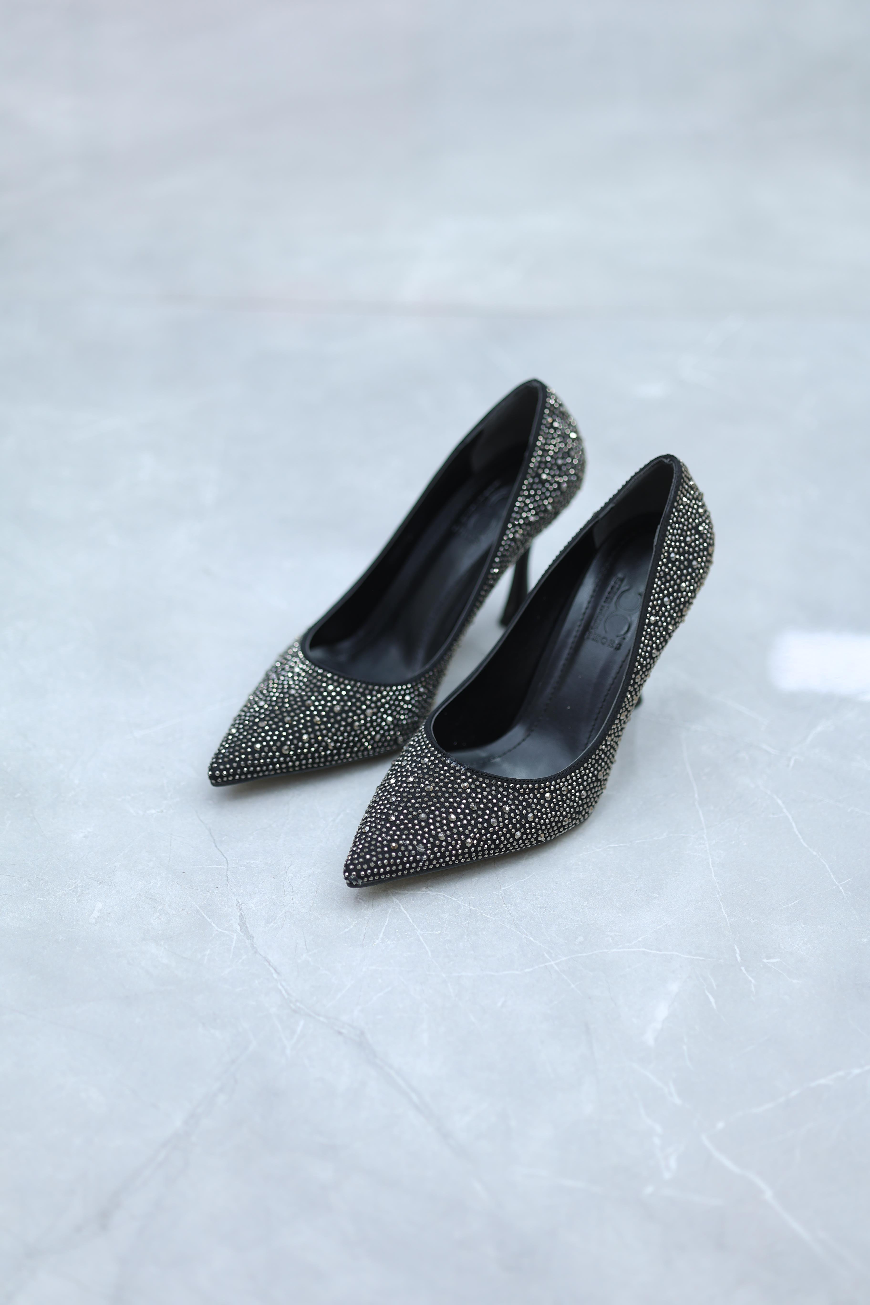 Taşlı Kadın Stiletto Siyah