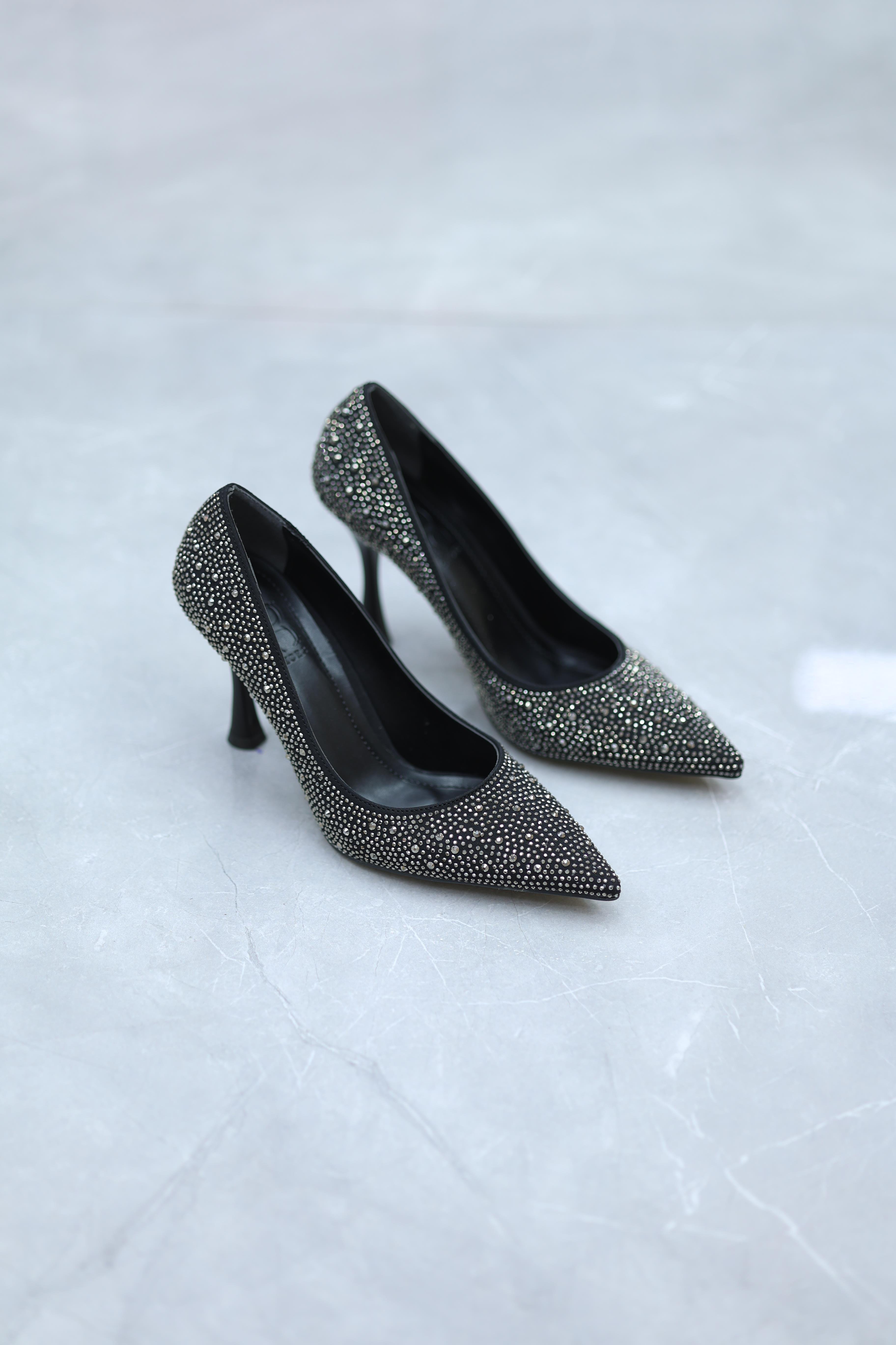 Taşlı Kadın Stiletto Siyah