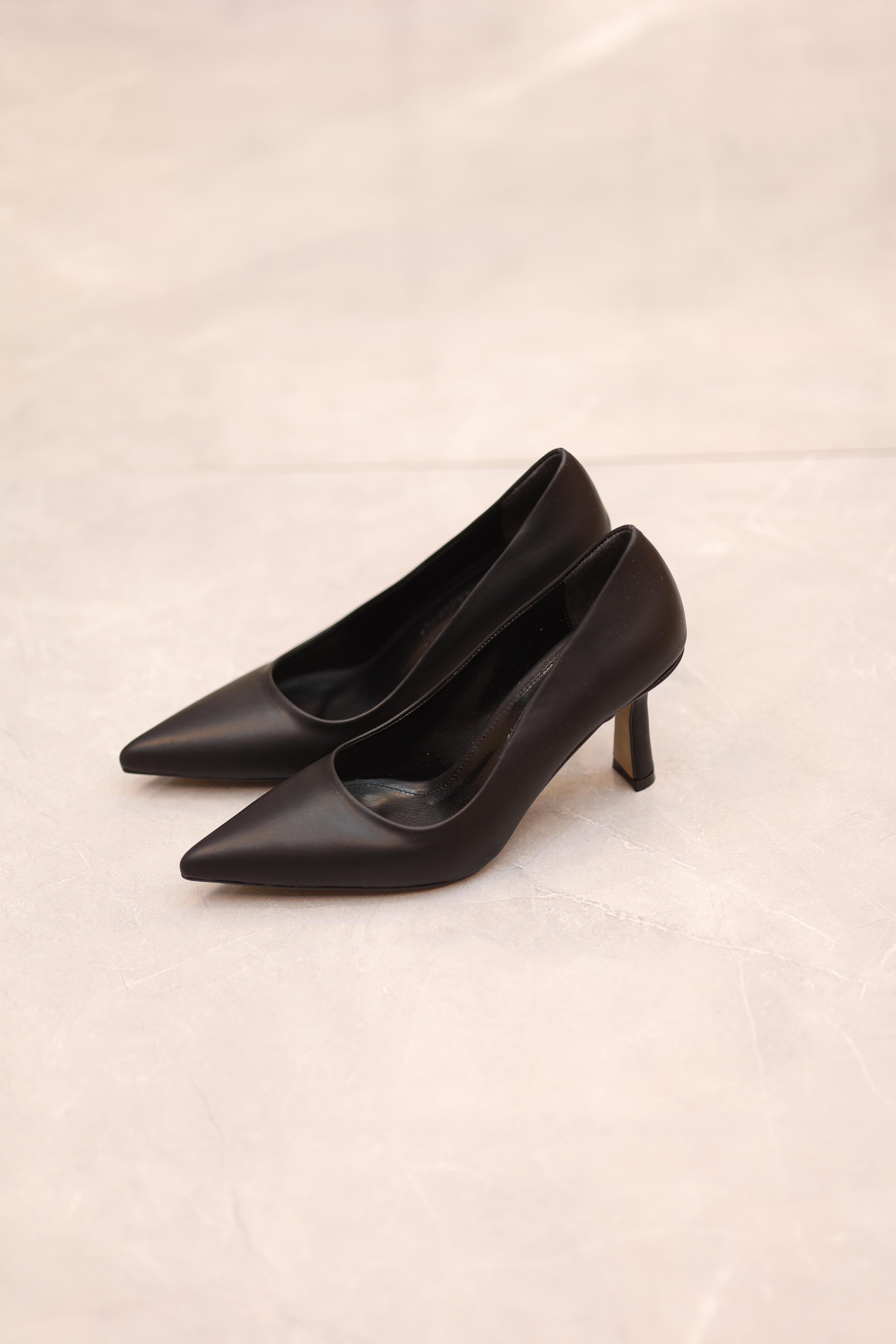Topuklu Düz Rahat Stiletto Siyah