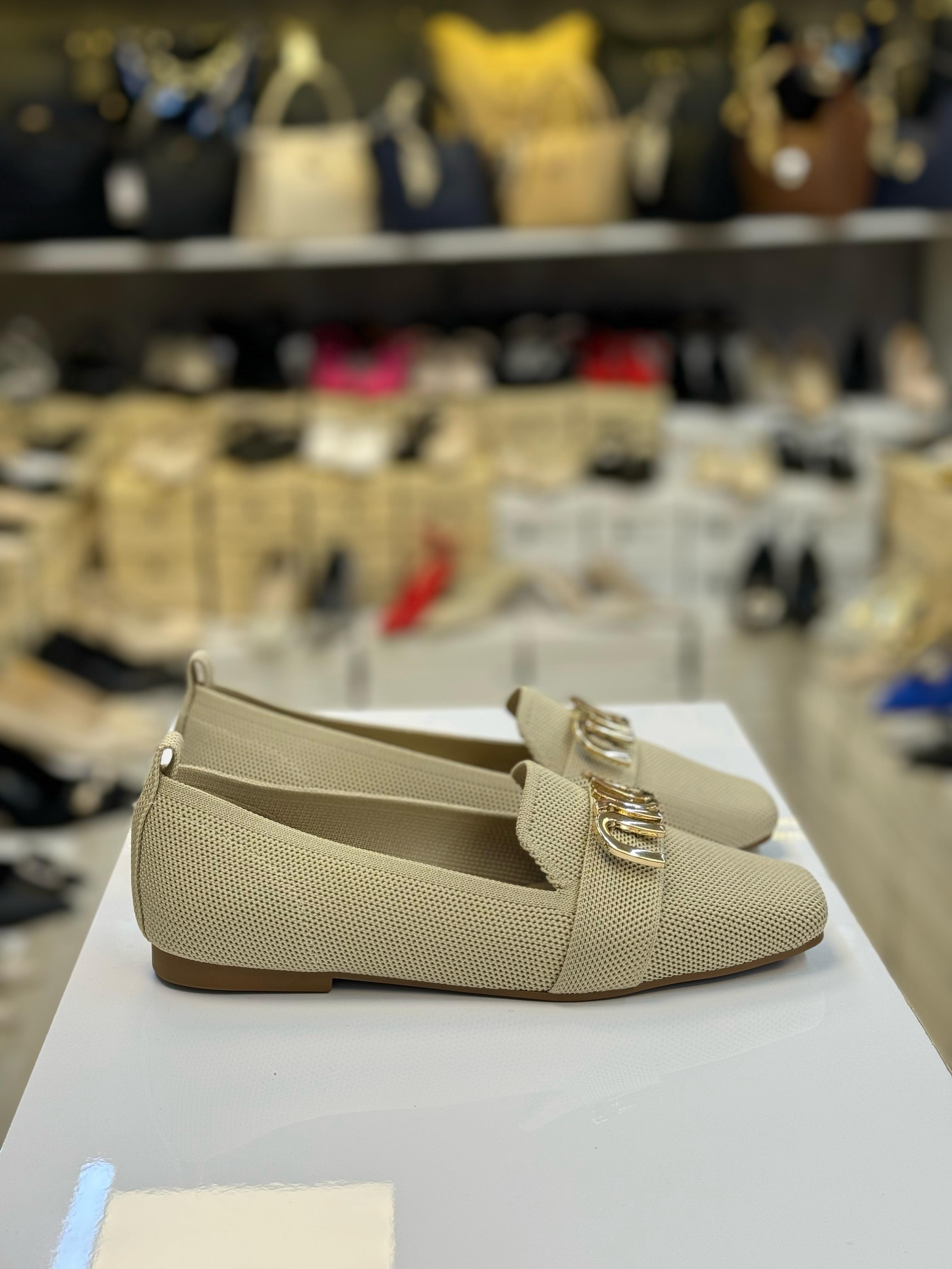 Triko Kare Burun Çok Rahat Kadın Babet