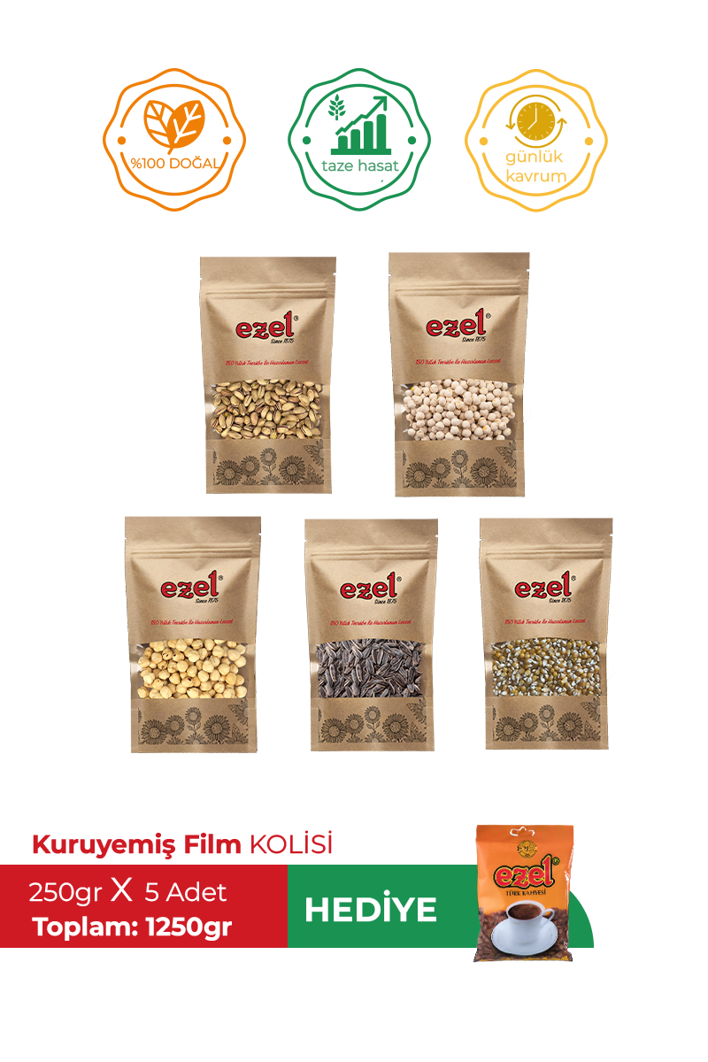 Ezel Kuruyemiş Film Kolisi – 5'li Lezzet Set + 100 g Türk Kahvesi