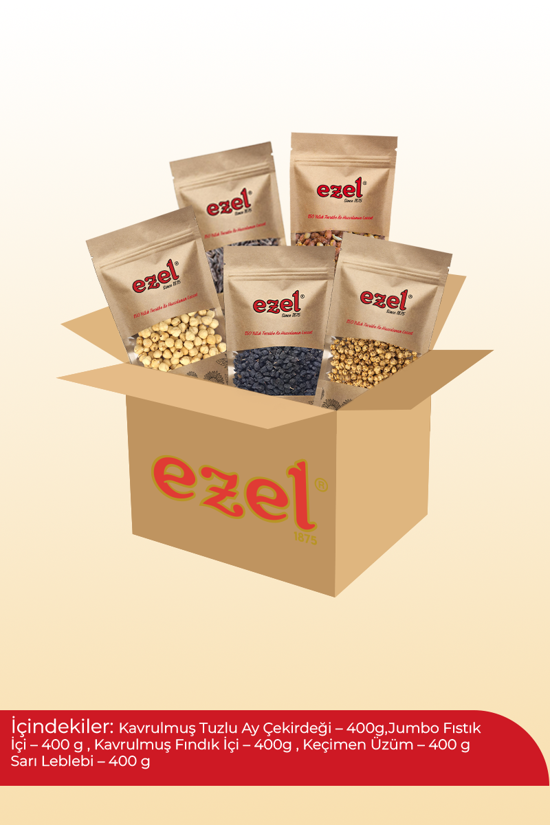 Ezel Kuruyemiş Maç Gecesi Kolisi – 5'li Atıştırmalık Set + 100 g Türk Kahvesi 