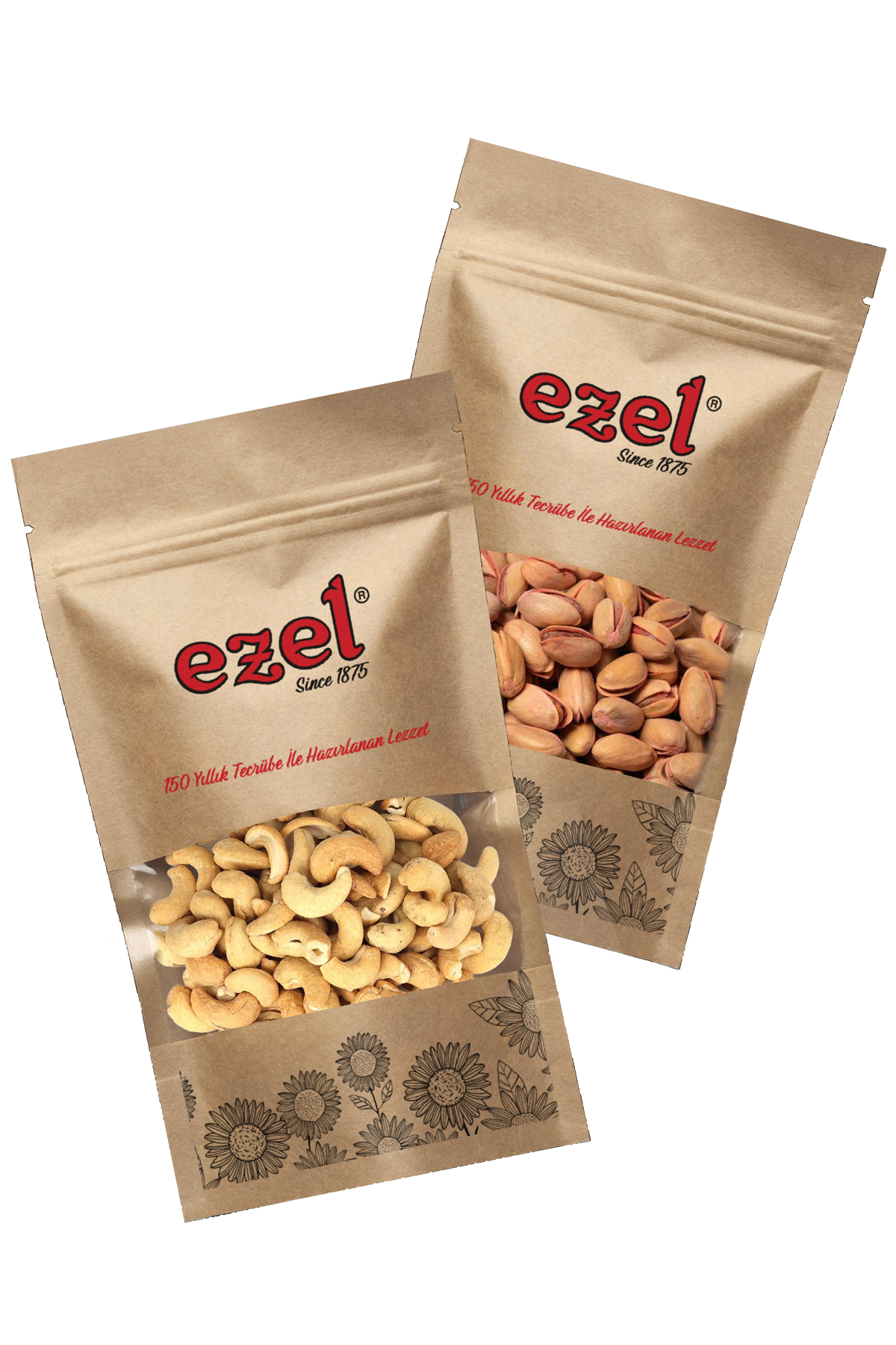 Ezel Kuruyemişleri Siirt Antep Fıstığı -Tuzlu Kavrulmuş Kaju Seti 250gr &Taze Paketlenmiş