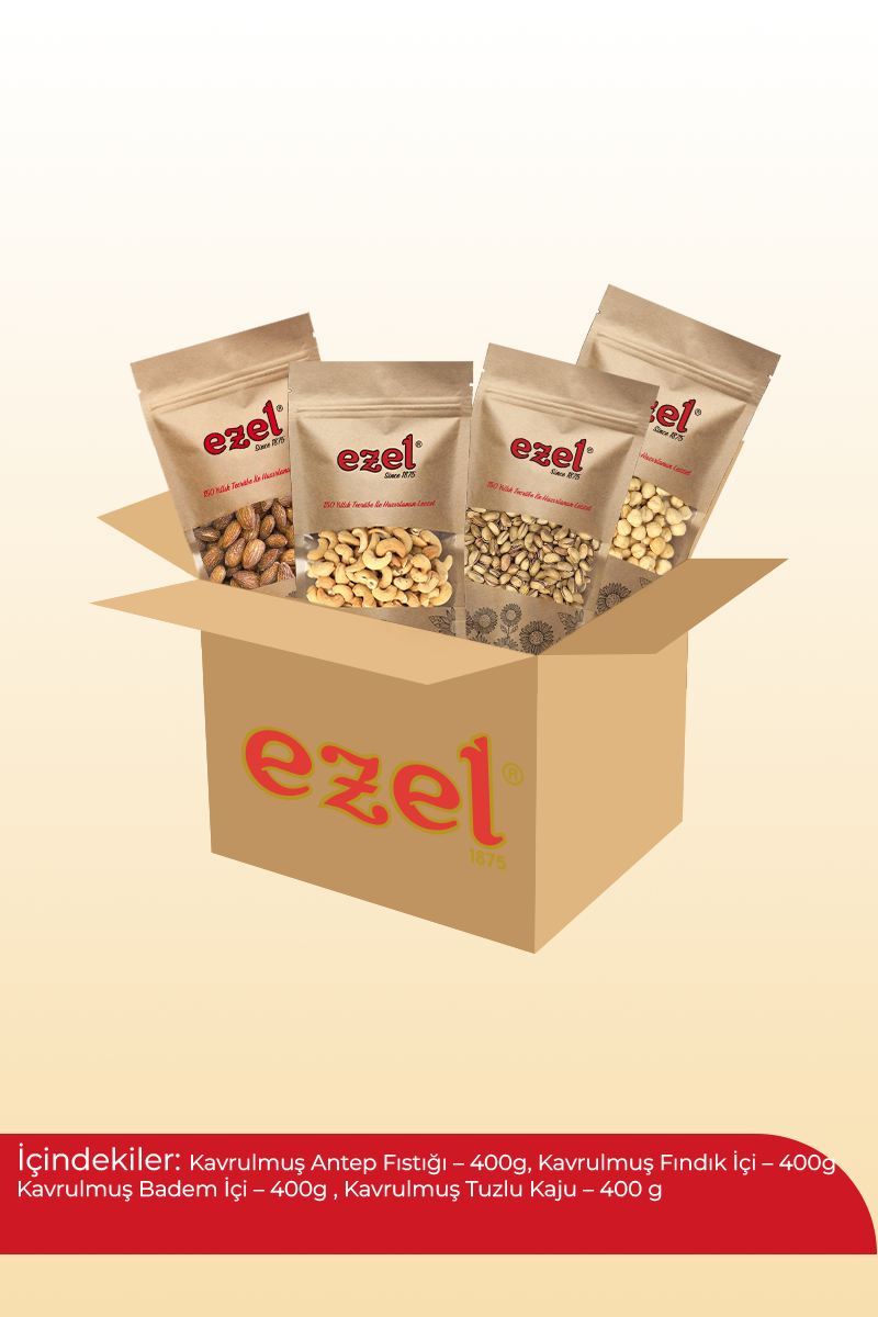 Ezel Lüks Kuruyemiş Seti – 4 Malzemeli + 100 g Türk Kahvesi