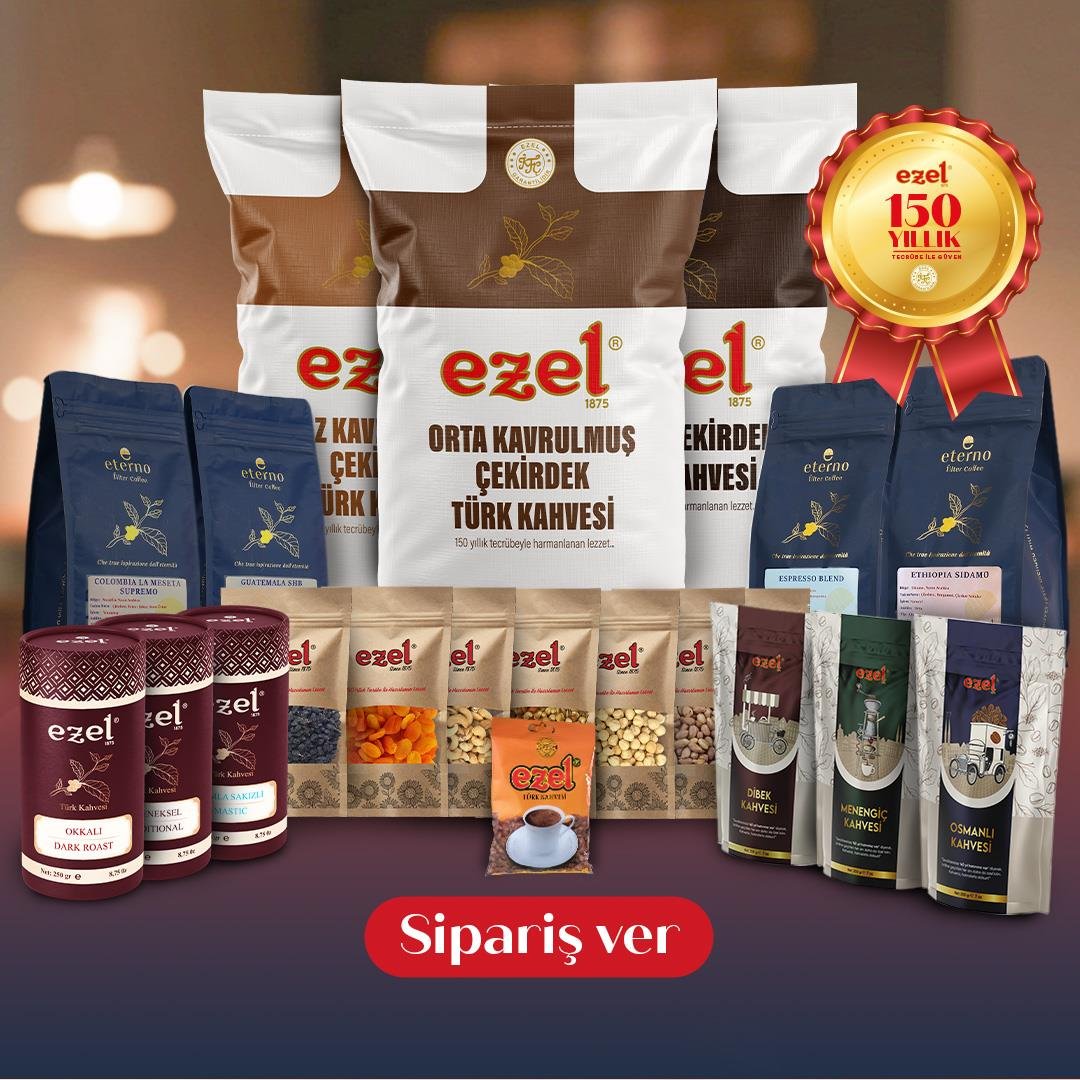 Ezel Lüks Kuruyemiş Seti – 4 Malzemeli + 100 g Türk Kahvesi