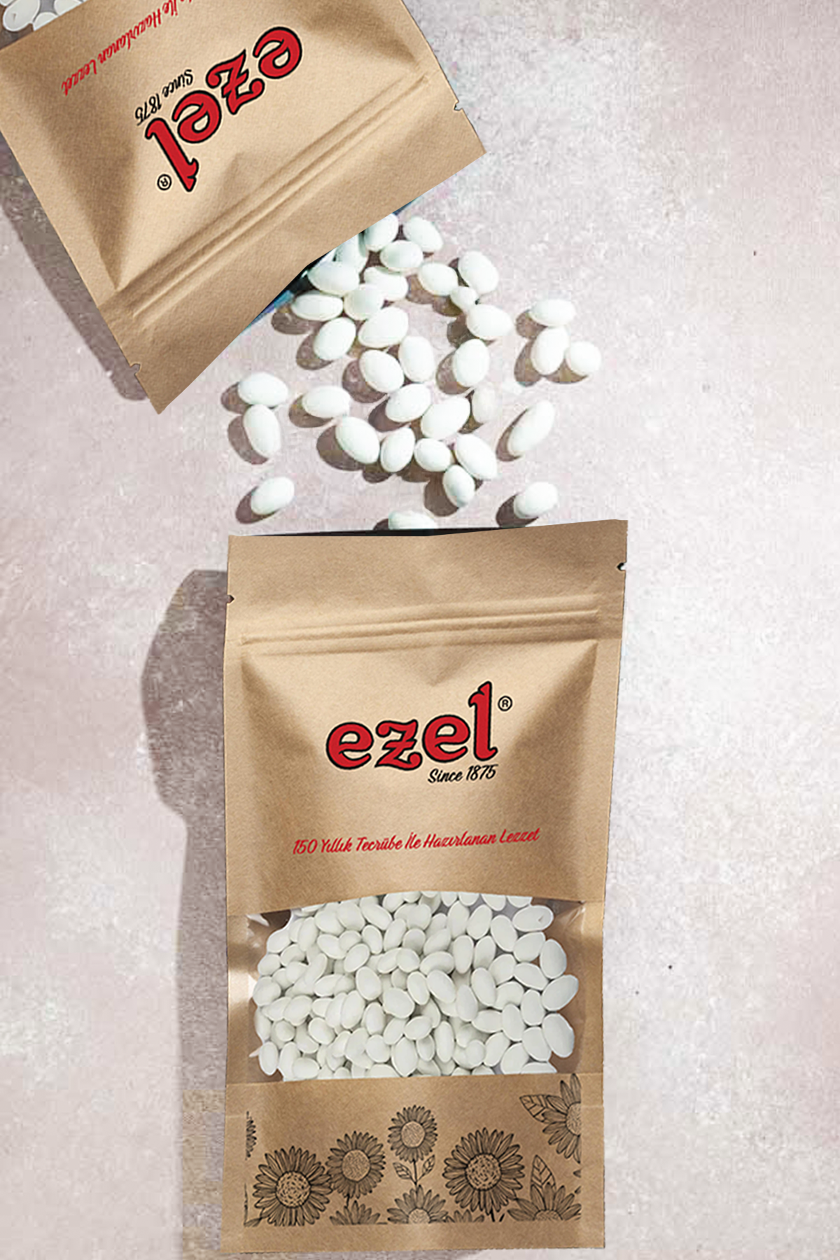 Ezel Türk Kahvesi Orta Kavrulmuş 100gr ve Çekirdek Şekeri 250gr Taze Paketlenmiş