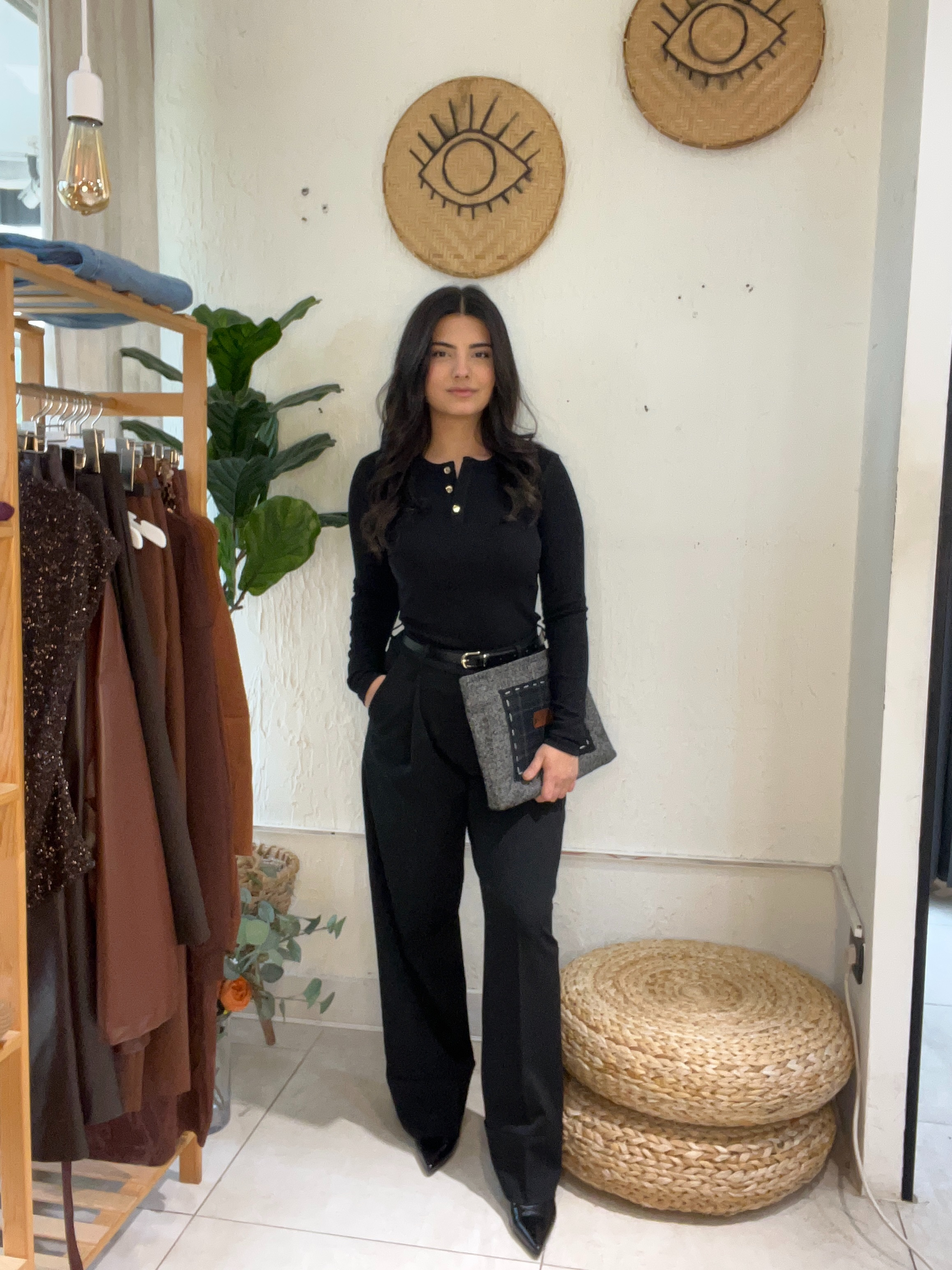  Düğme Detaylı Bluz Siyah