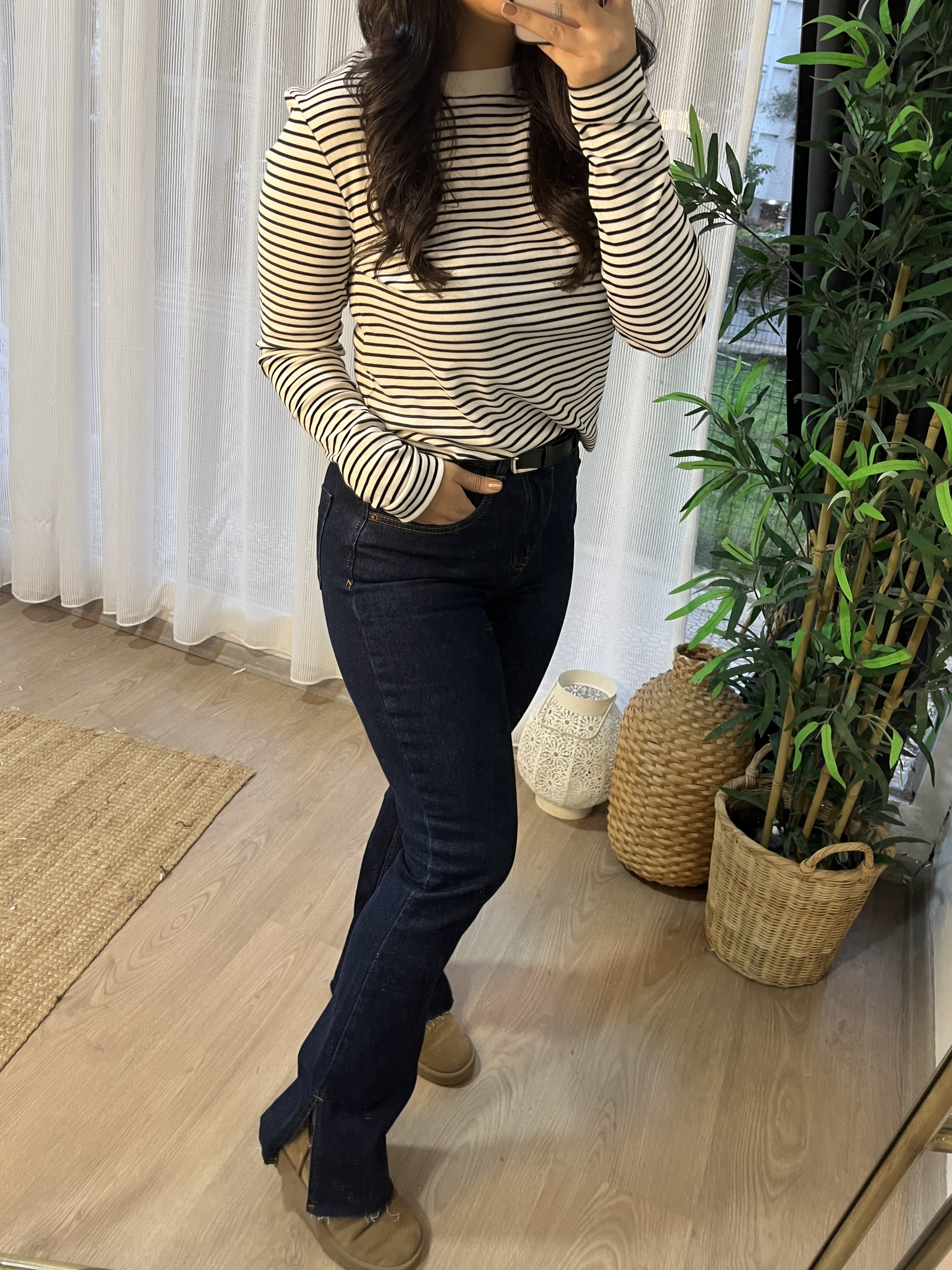  Paçası Yırtmaçlı Jean Lacivert