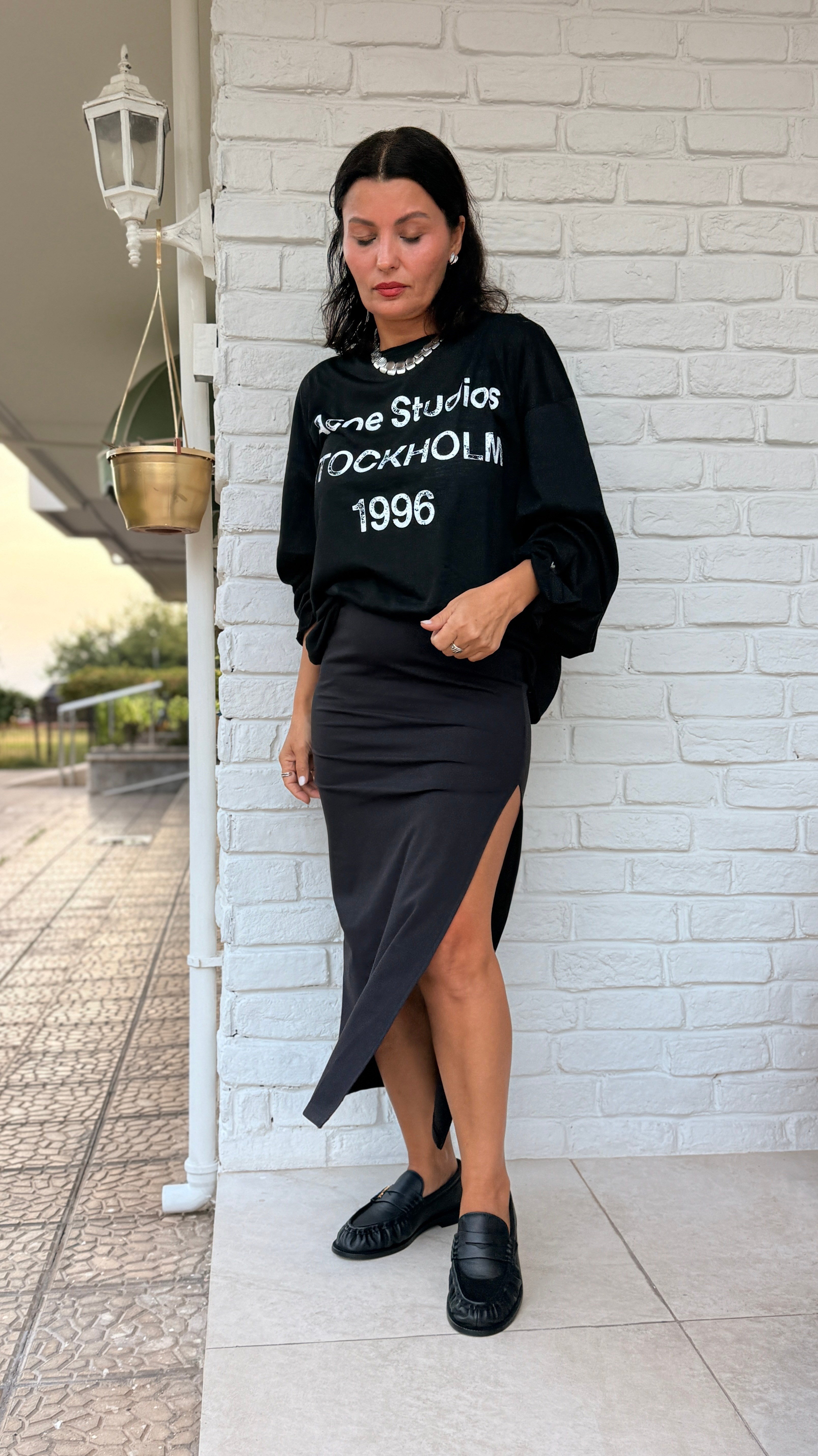 Acne Yazılı Sweatshirt Siyah