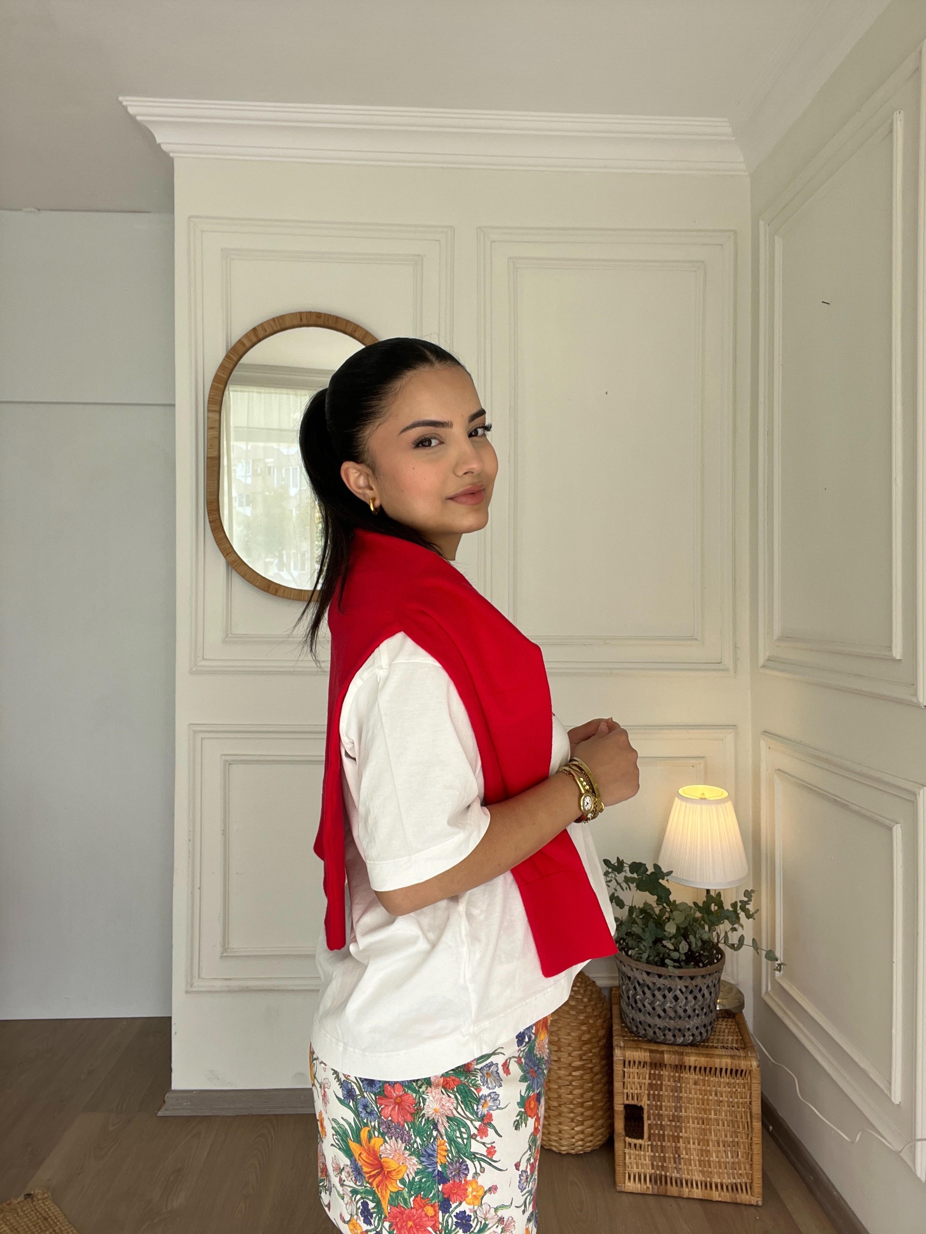 Baskılı Basic Tshirt Beyaz