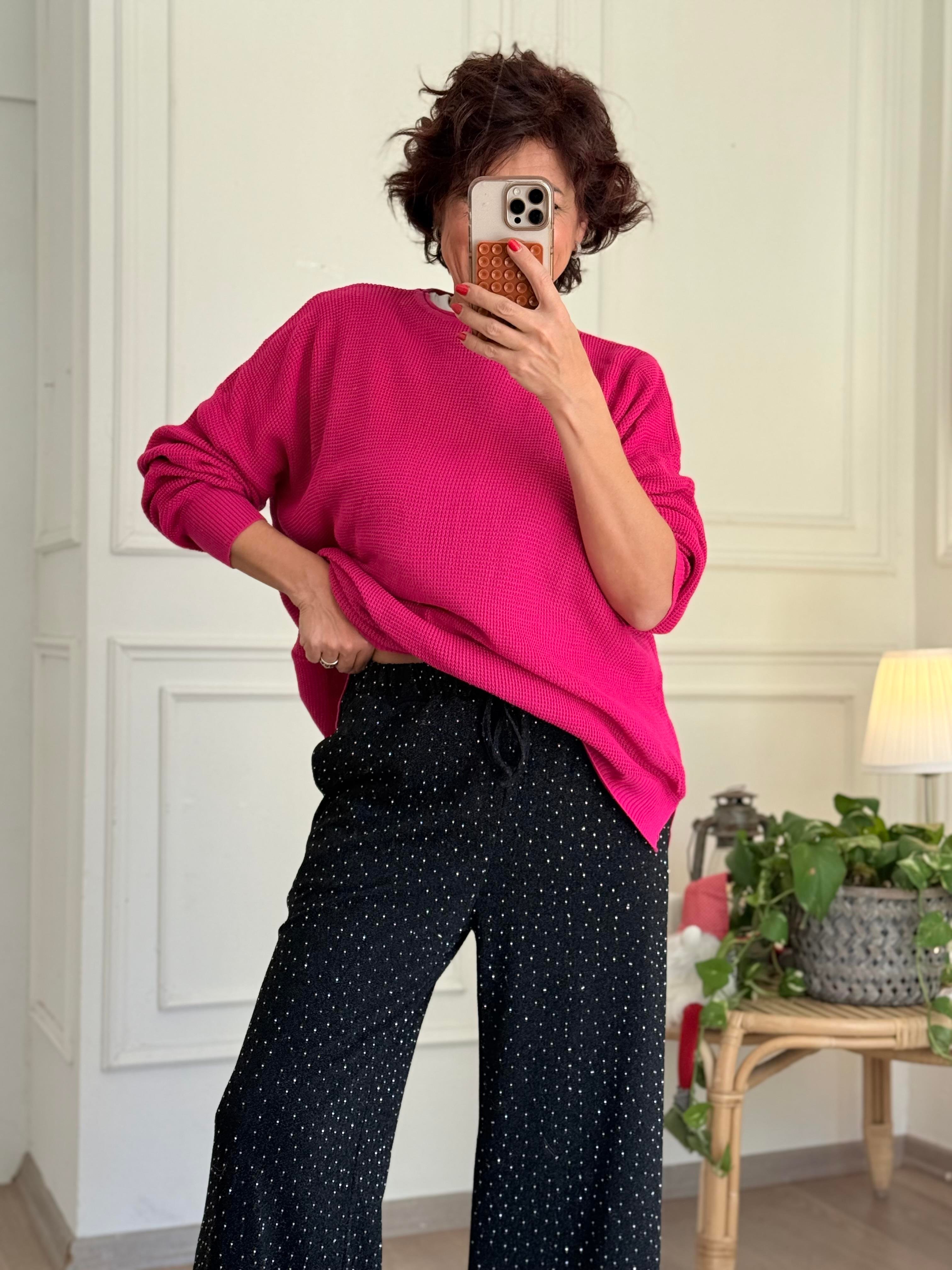 Beli Lastikli Geniş Paça Taşlı Pantolon