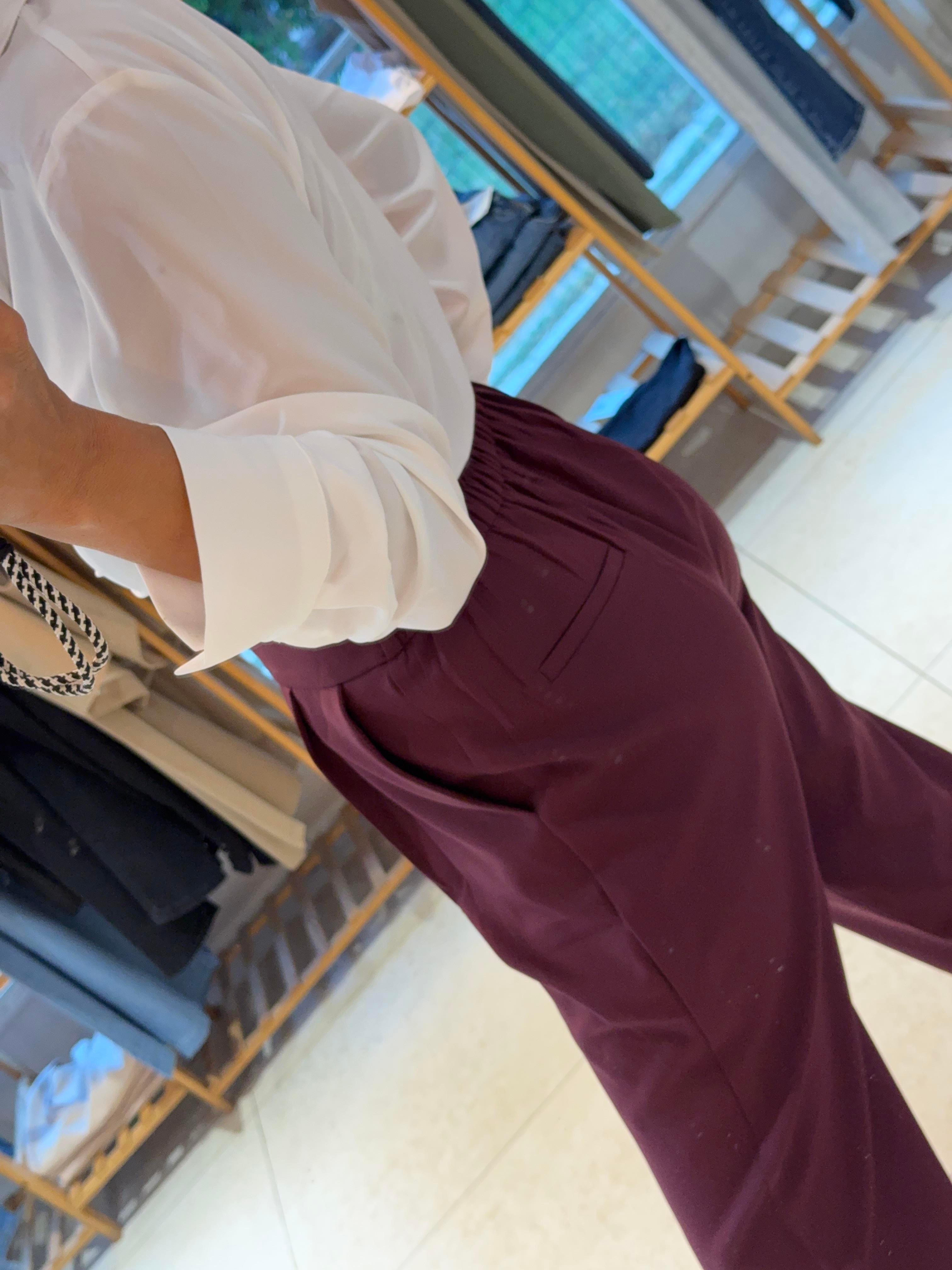Beli Lastikli Havuç Pantolon Bordo