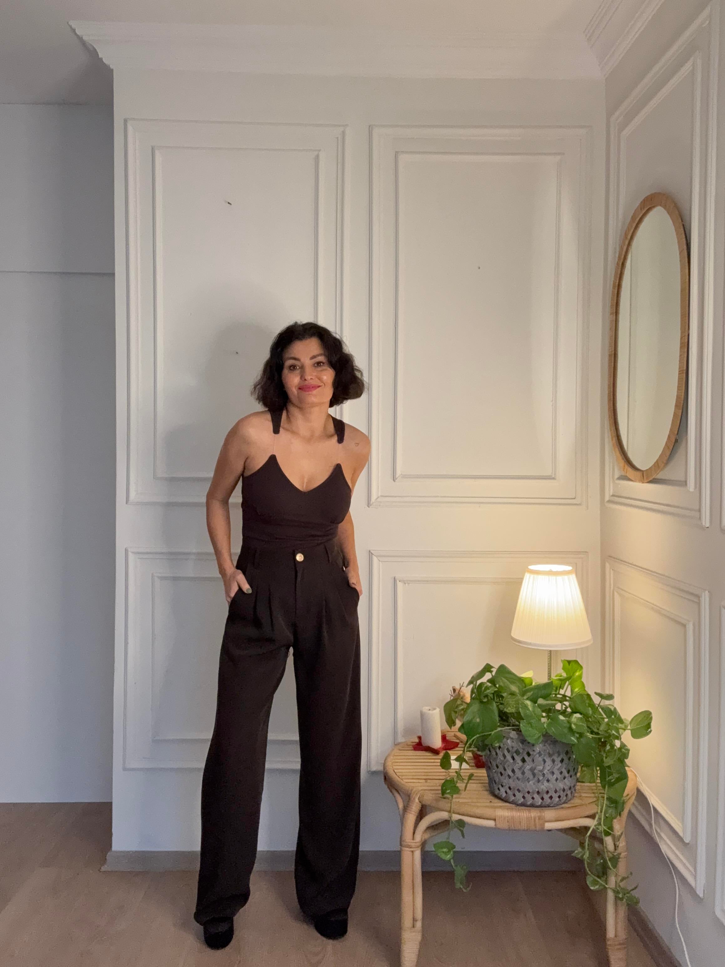 Beli Lastikli Palazzo Pantolon Kahverengi