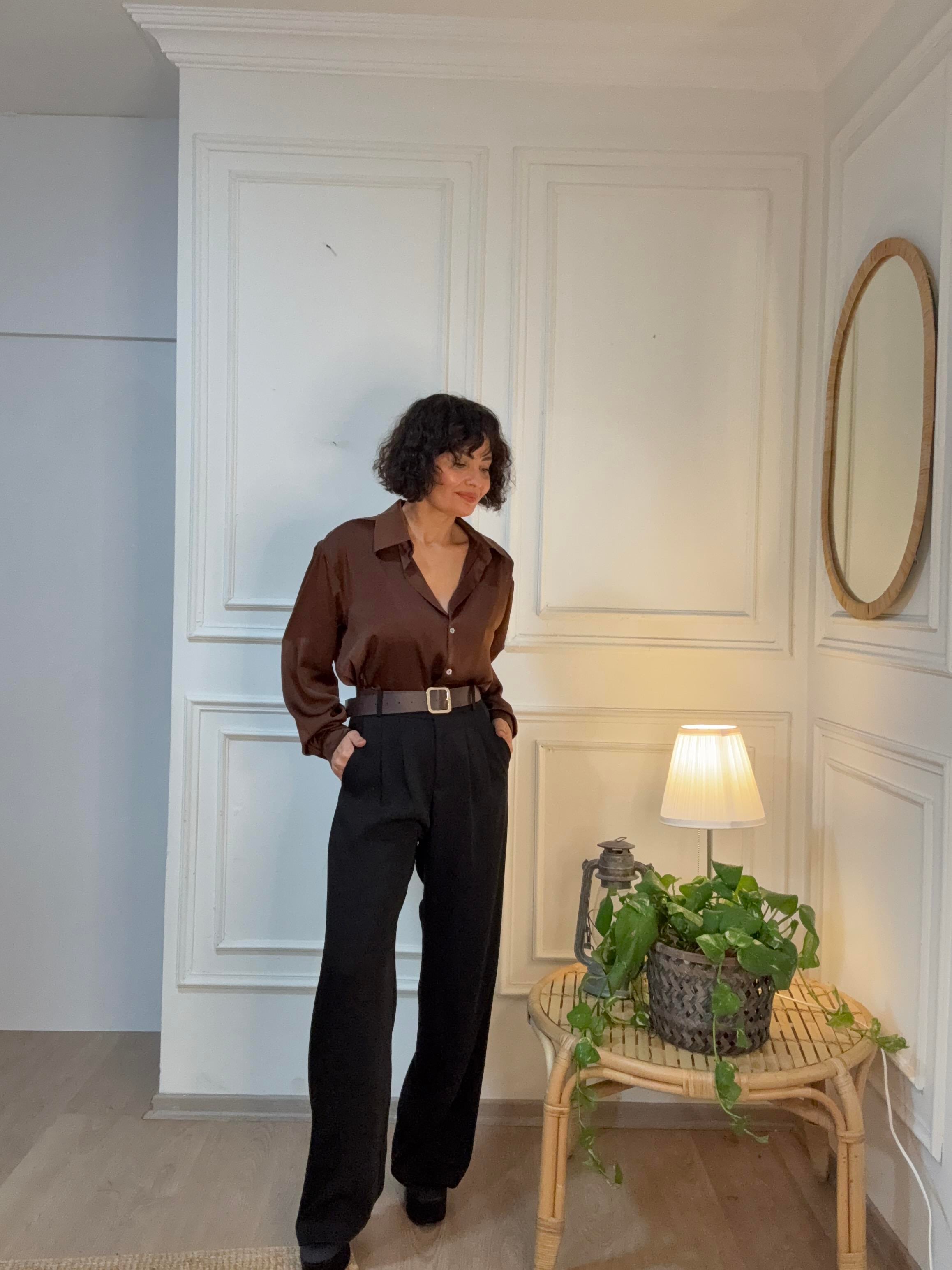 Beli Lastikli Palazzo Pantolon Siyah