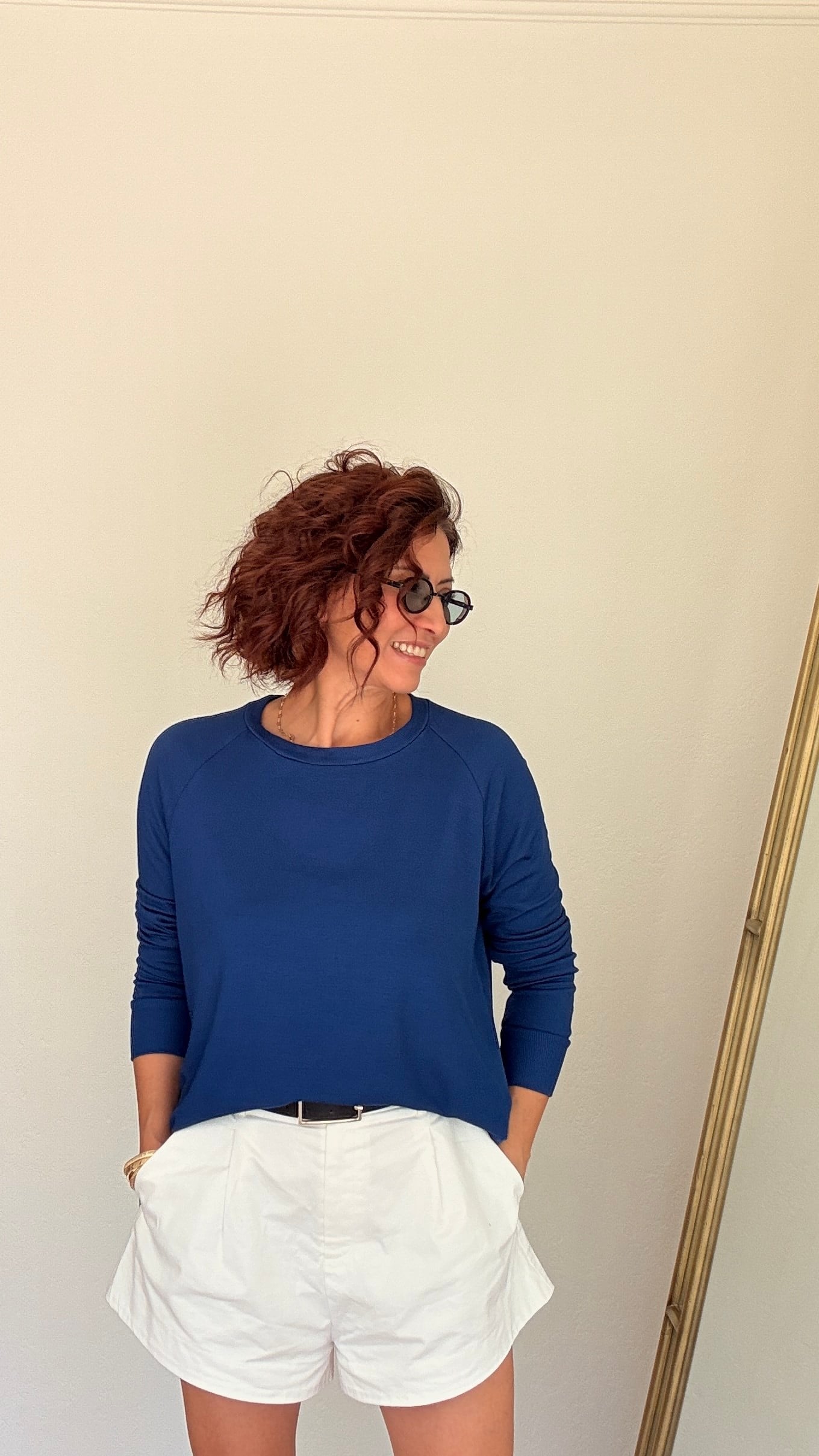 Bisiklet Yaka İnce Sweatshirt Petrol Mavisi