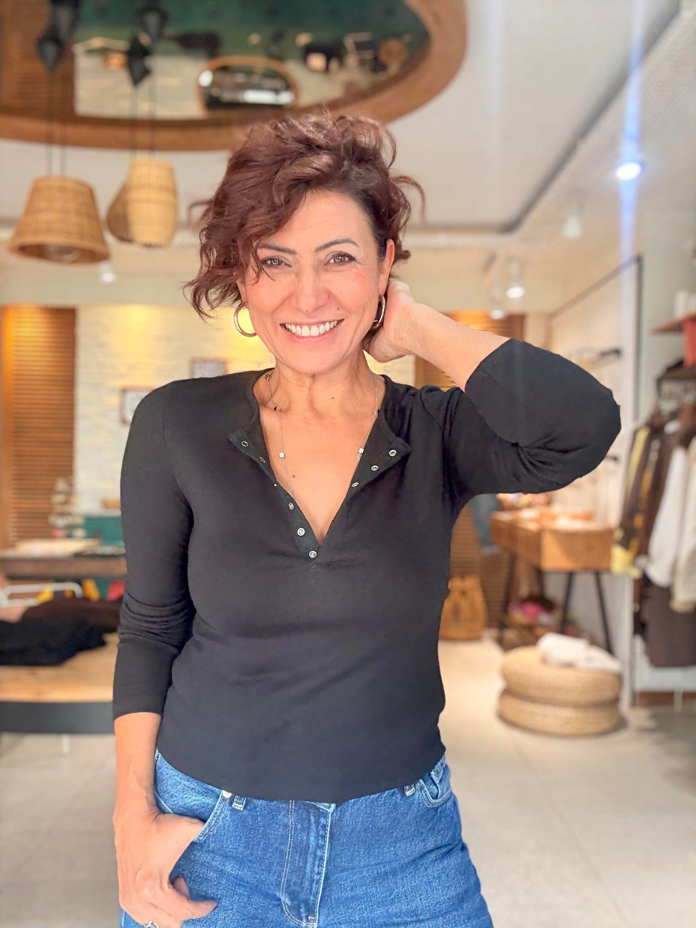 Çıtçıtlı Uzun Kol Tshirt Siyah