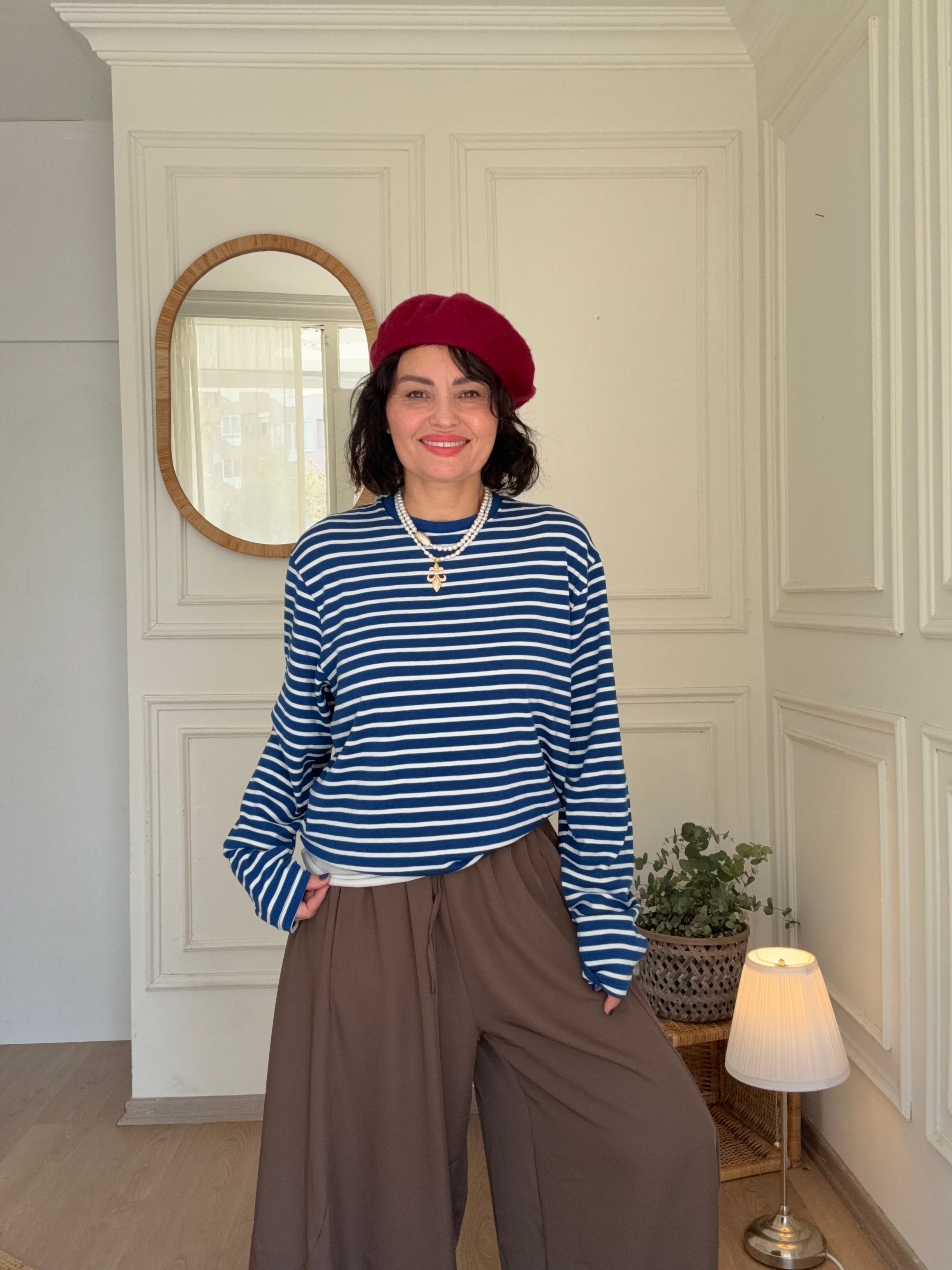 Çizgili Sweatshirt Mavi