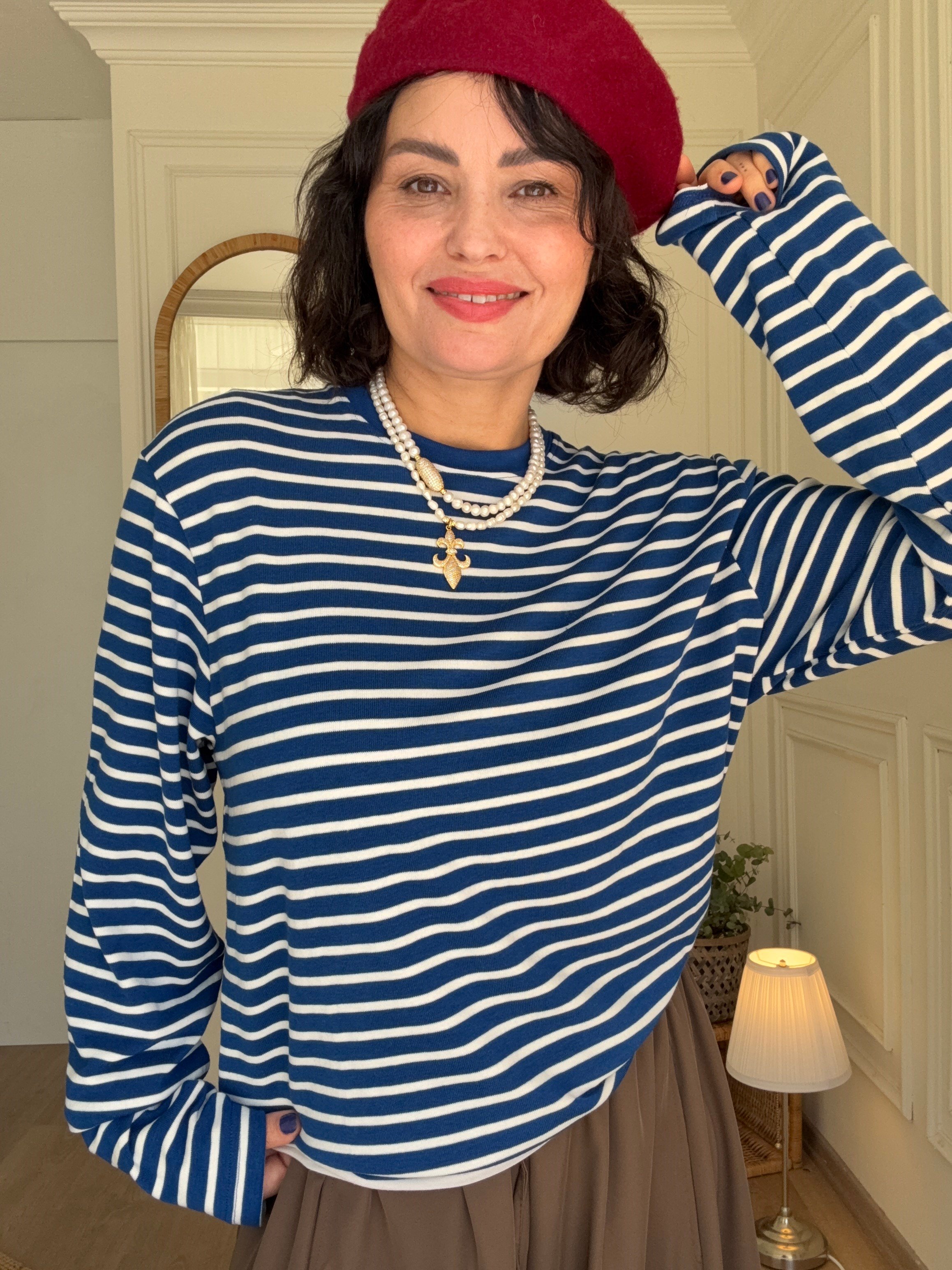 Çizgili Sweatshirt Mavi