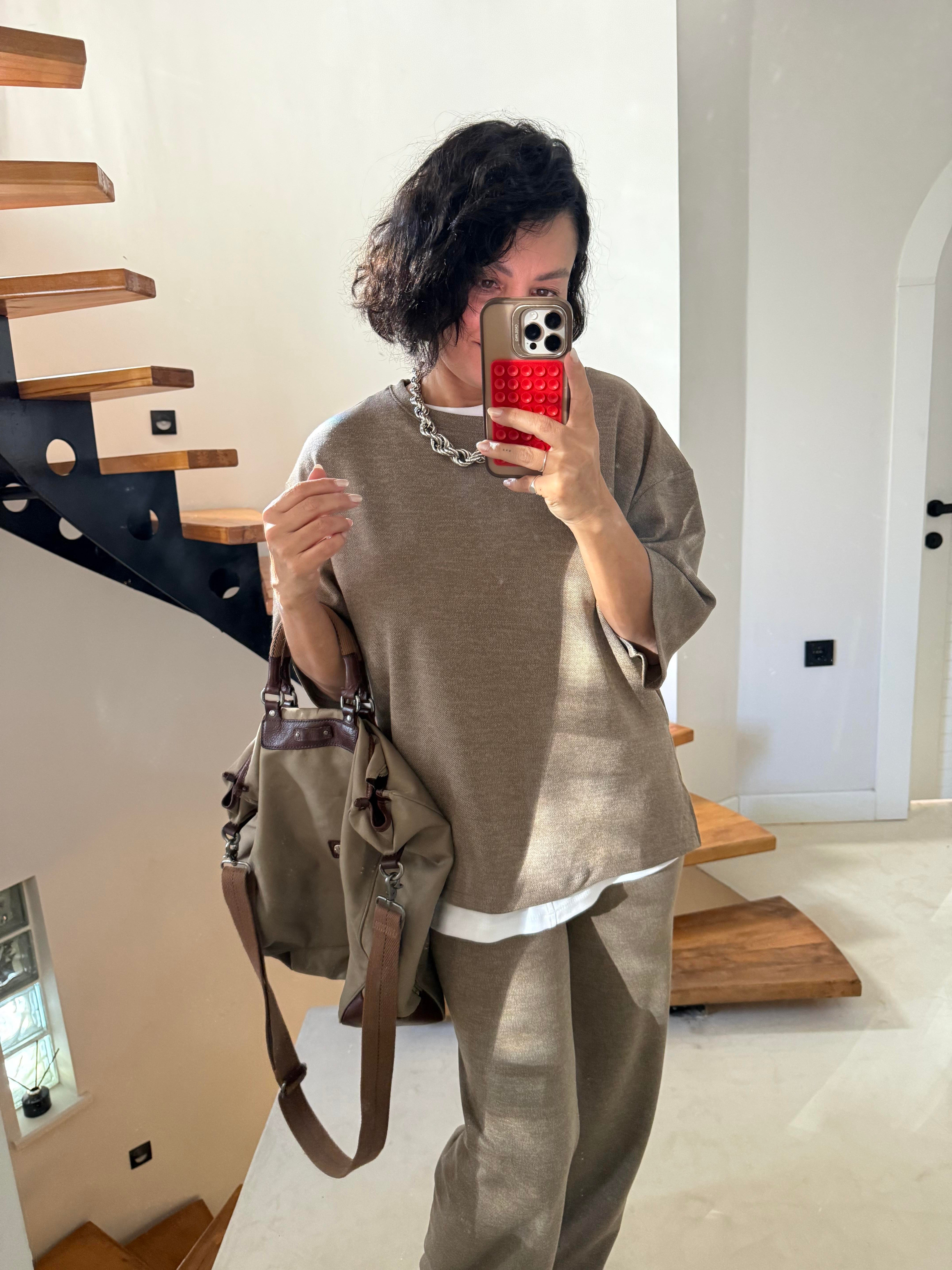 Cotton Beli Lstikli Takım Bej