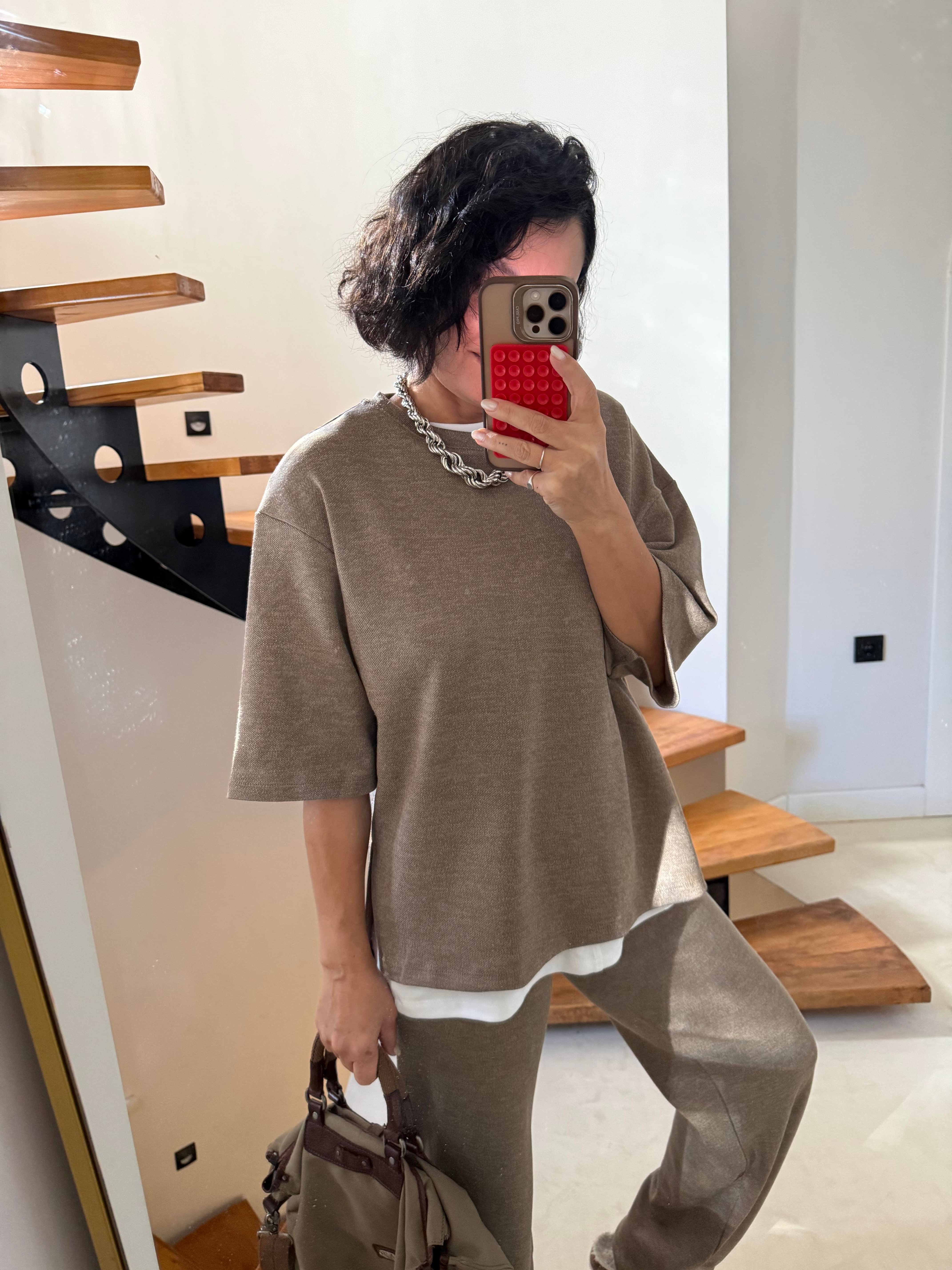 Cotton Beli Lstikli Takım Bej