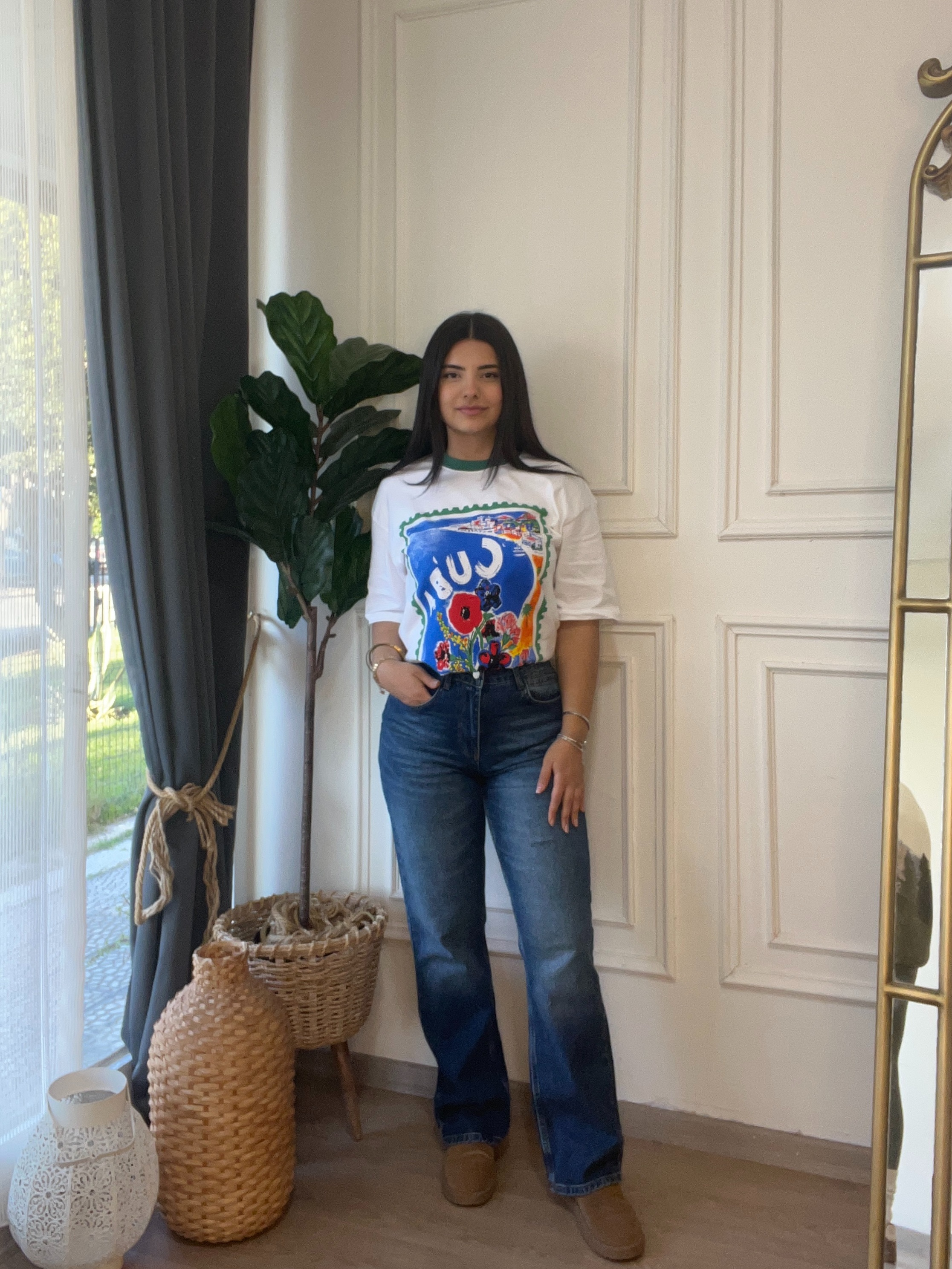 Cuba Desenli Tshirt Beyaz 