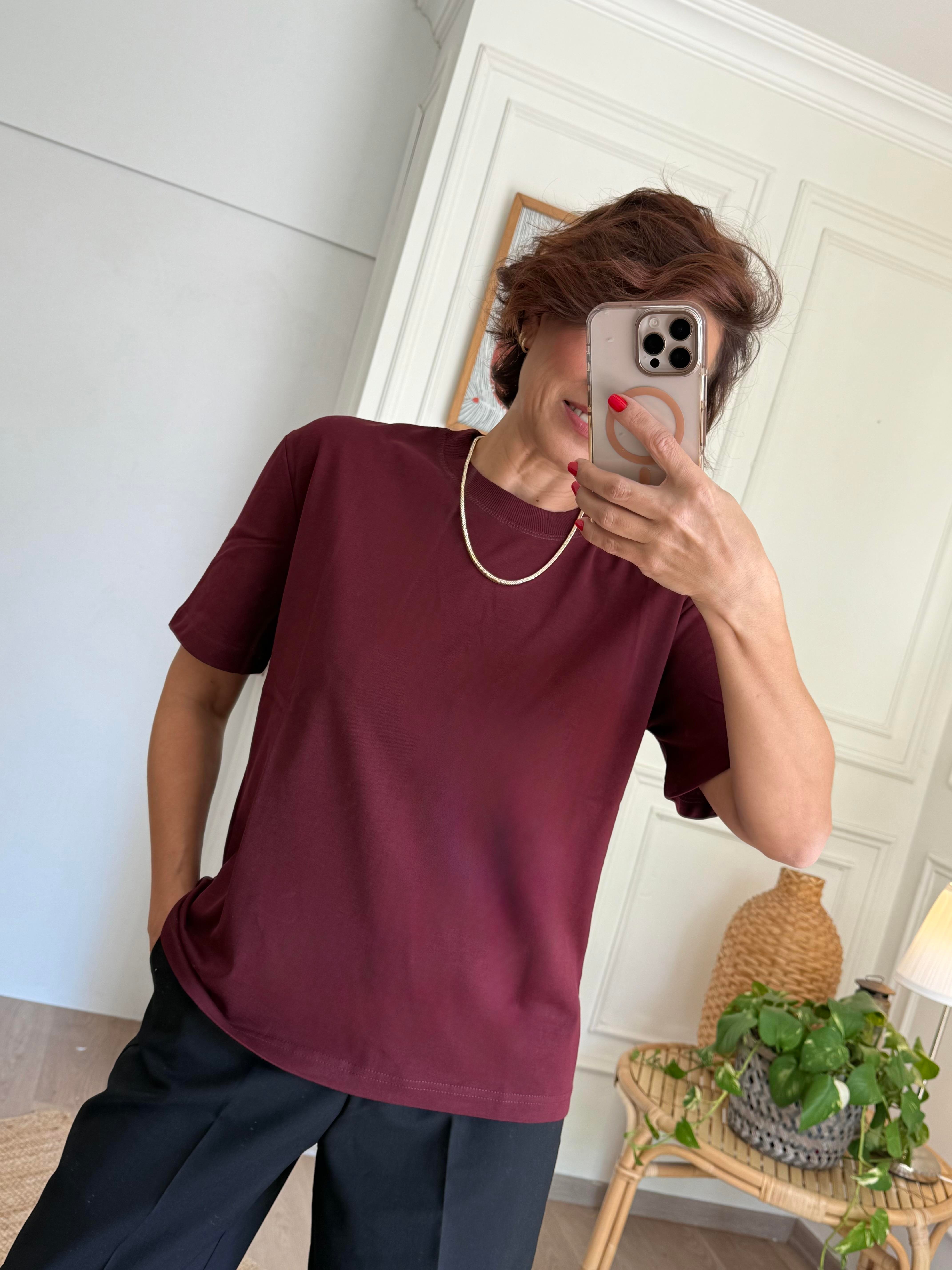 Dekoratif Dikiş Tişört Bordo
