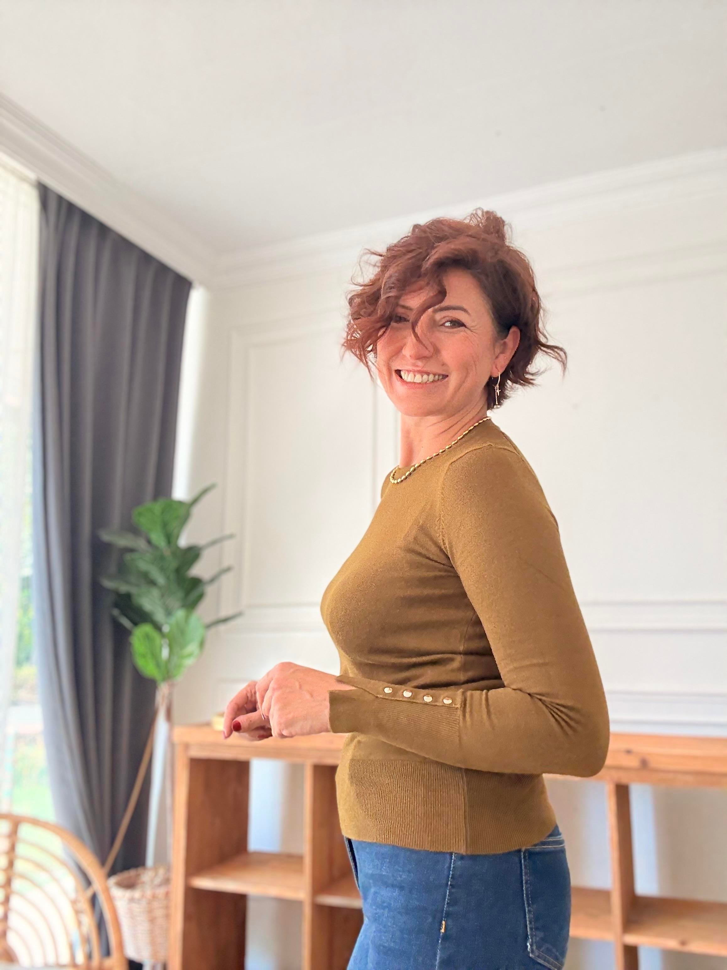 Dilvin Bisiklet Yaka Droplu Triko Kazak Yağ Yeşili