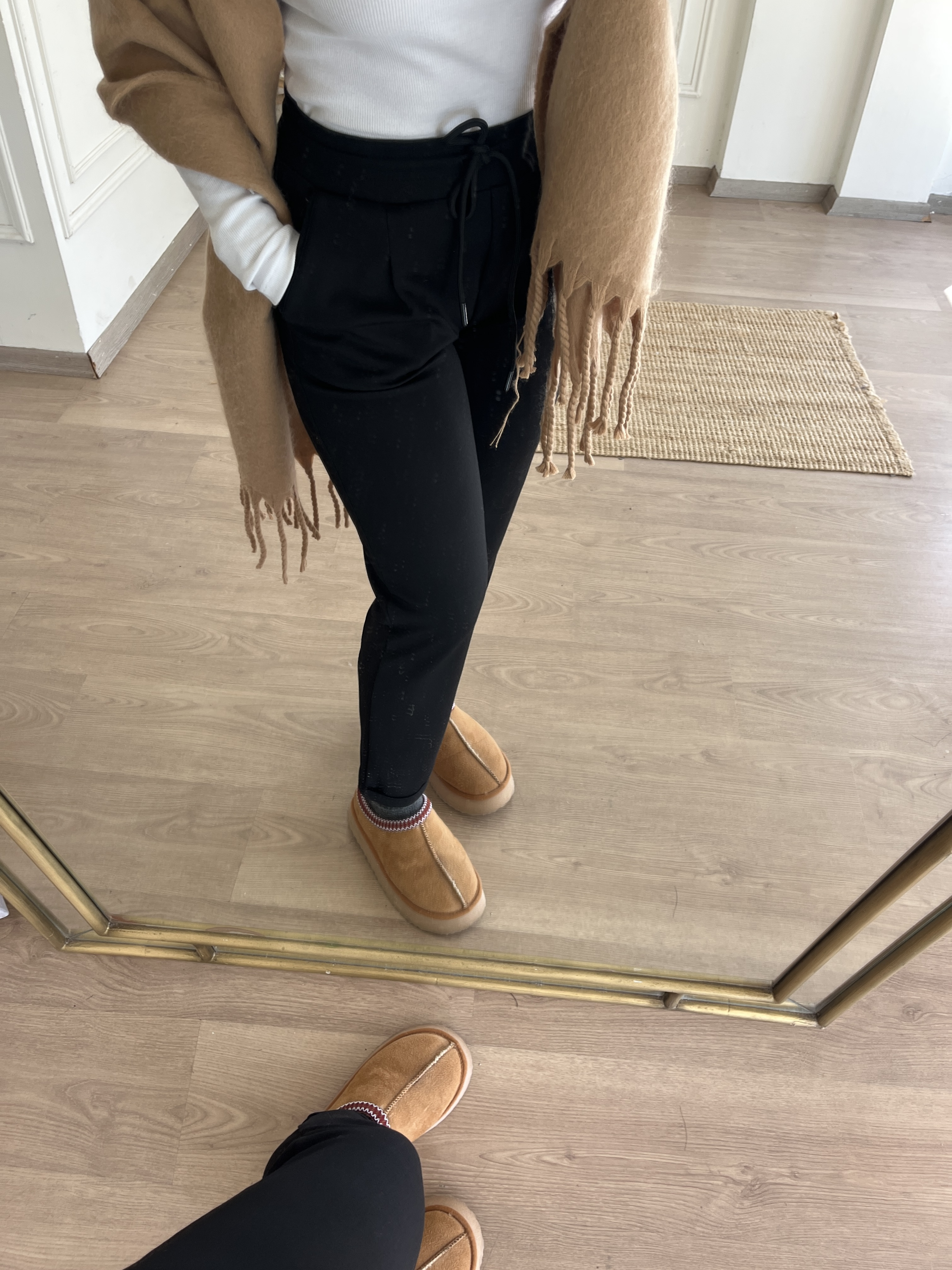 Duble Paça Beli Lastikli Modal Pantalon Siyah