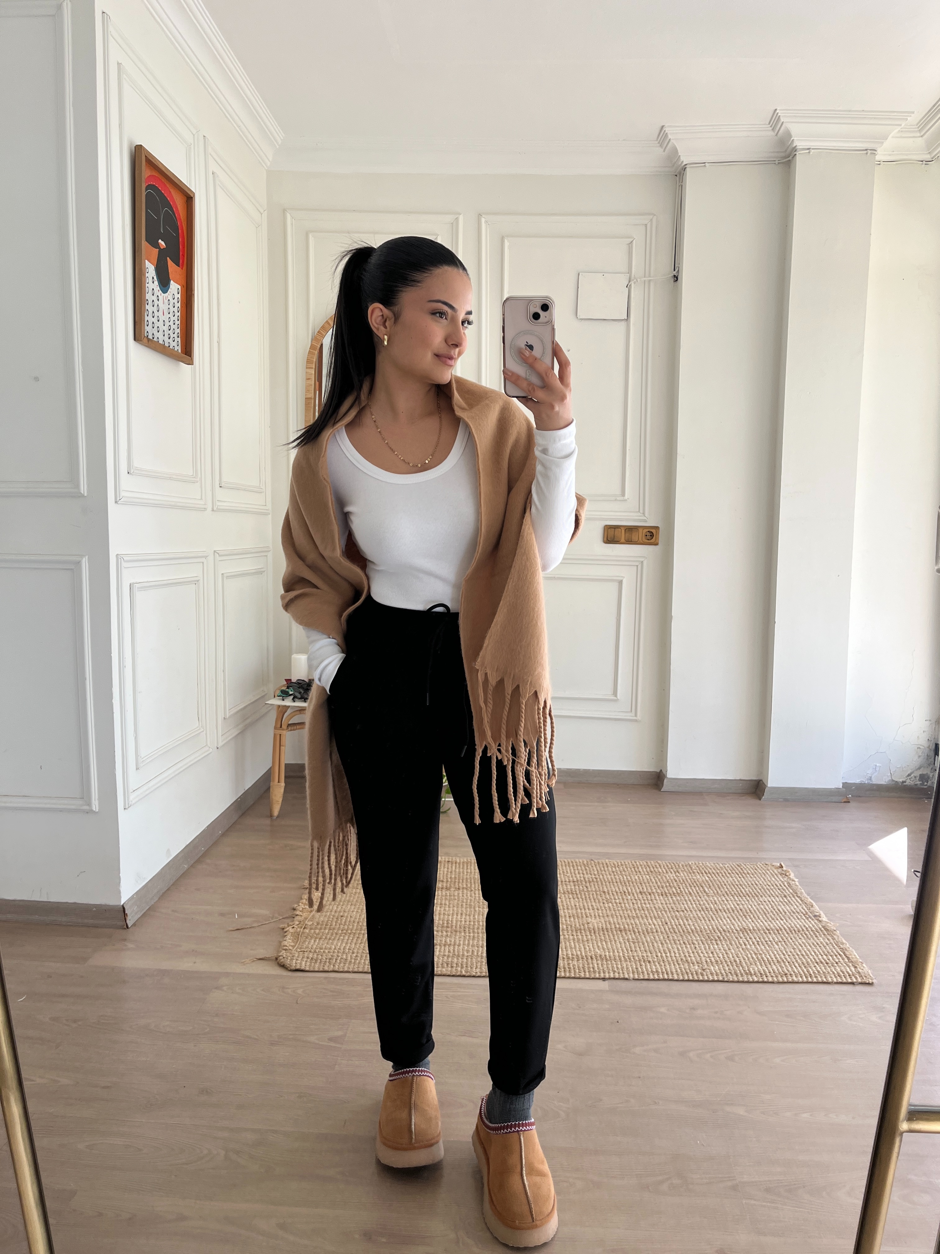 Duble Paça Beli Lastikli Modal Pantalon Siyah