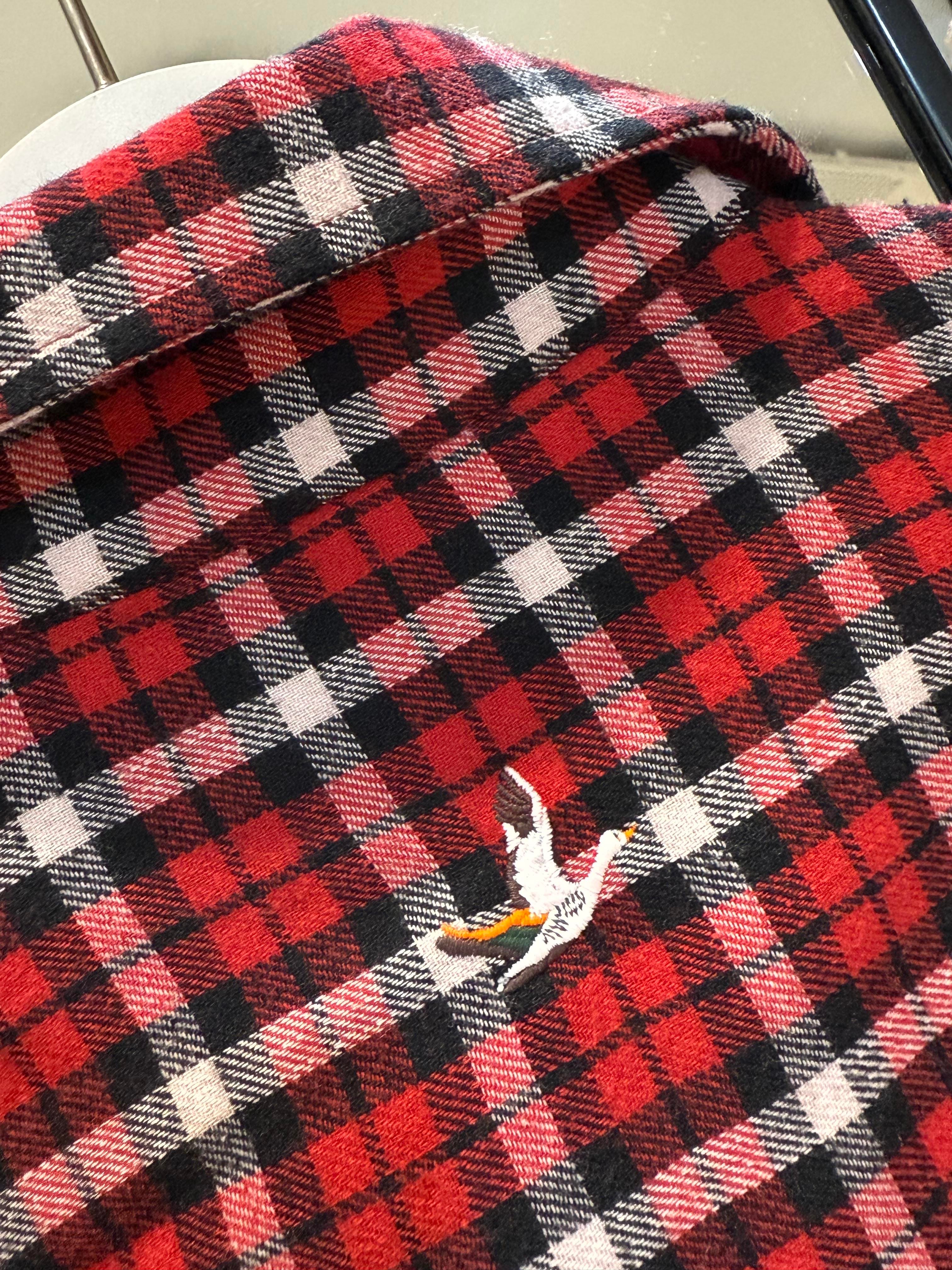 Ekose Desen Cotton Gömlek Kırmızı