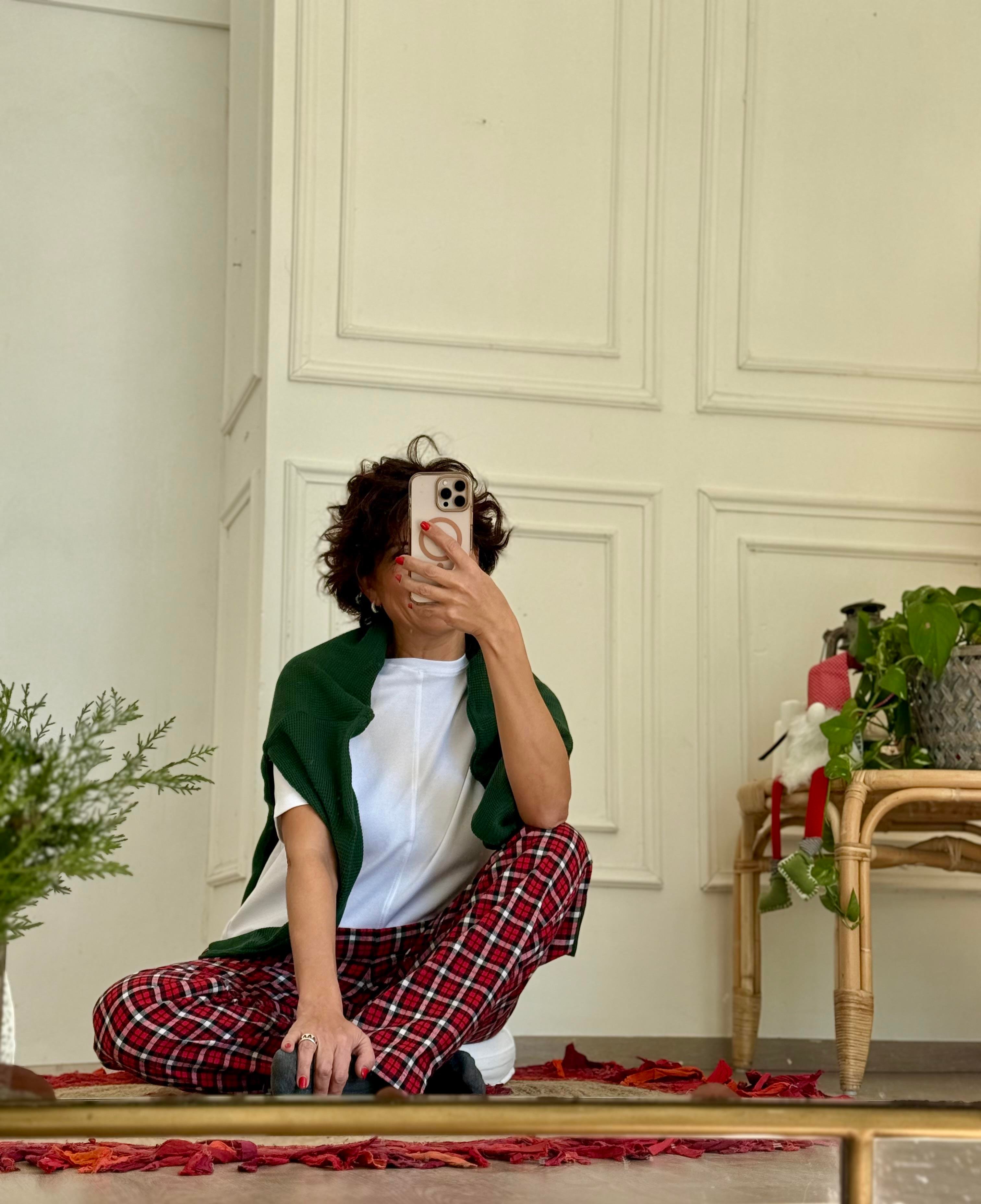 Ekose Pijama Altı Kırmızı