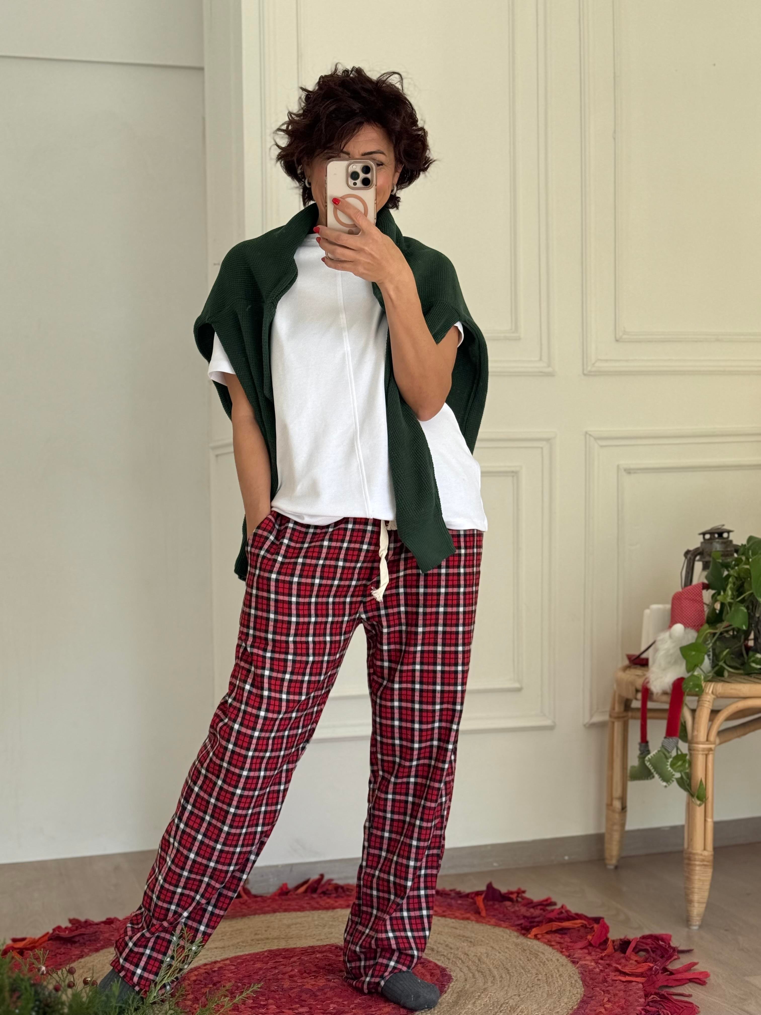 Ekose Pijama Altı Kırmızı