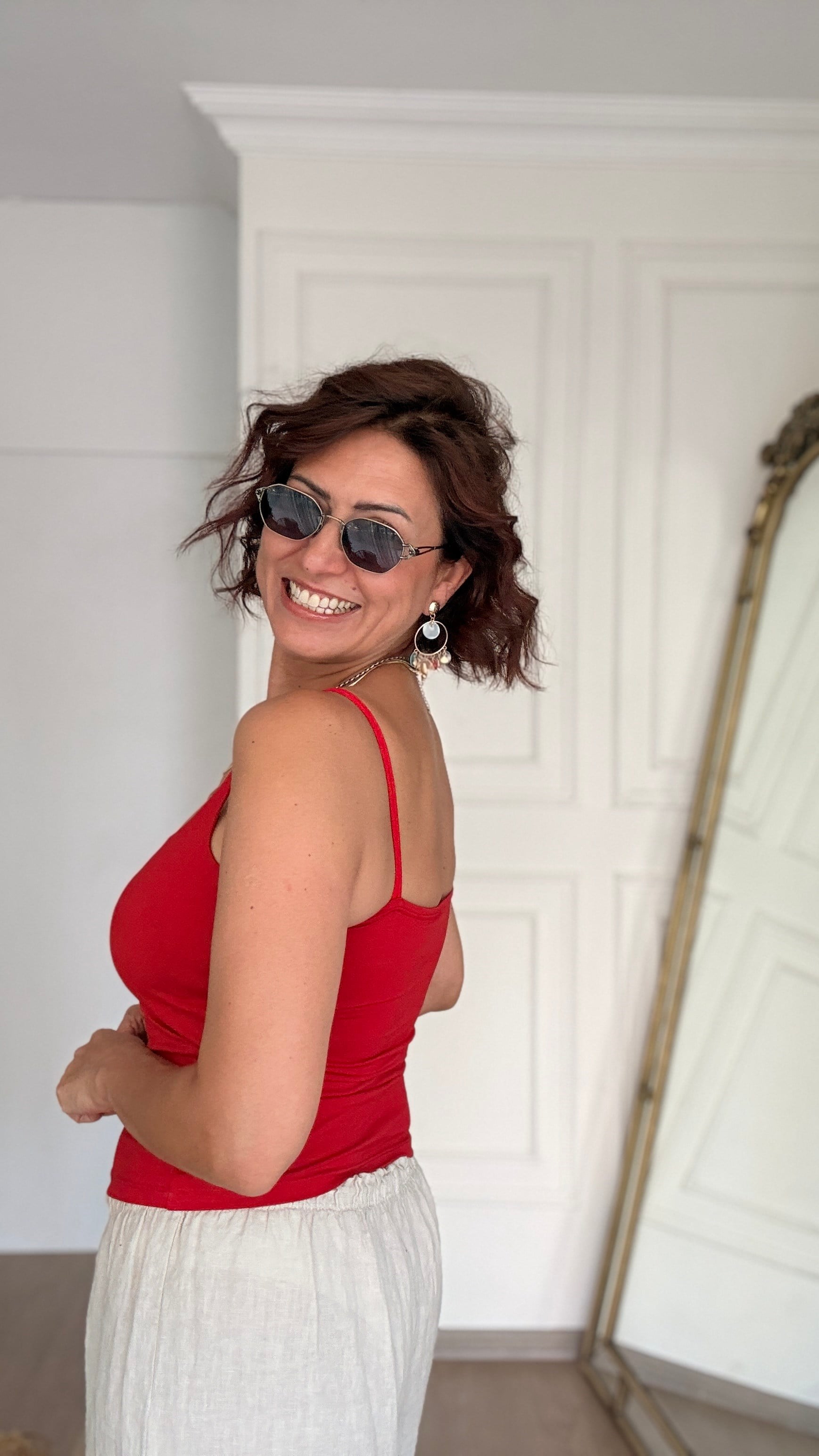 Göğüs Destekli Atlet Kırmızı