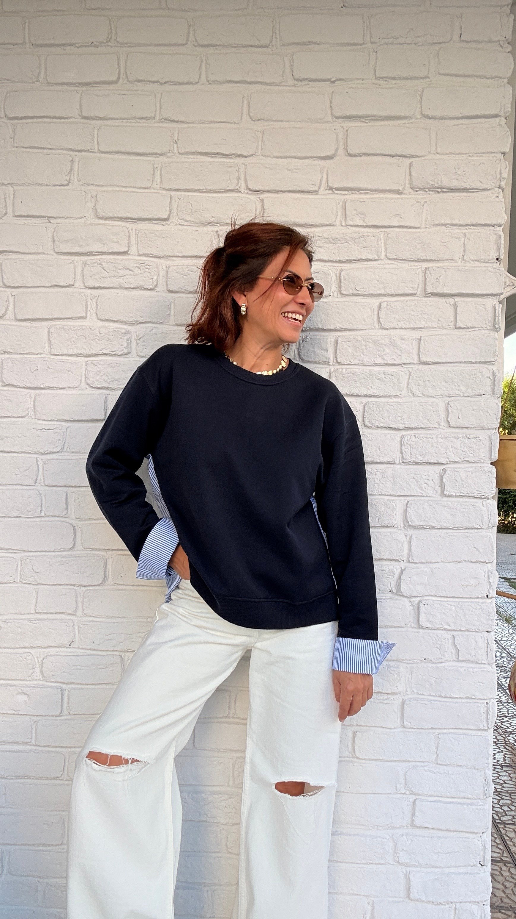 Gömlek Detay Sweatshirt Lacivert