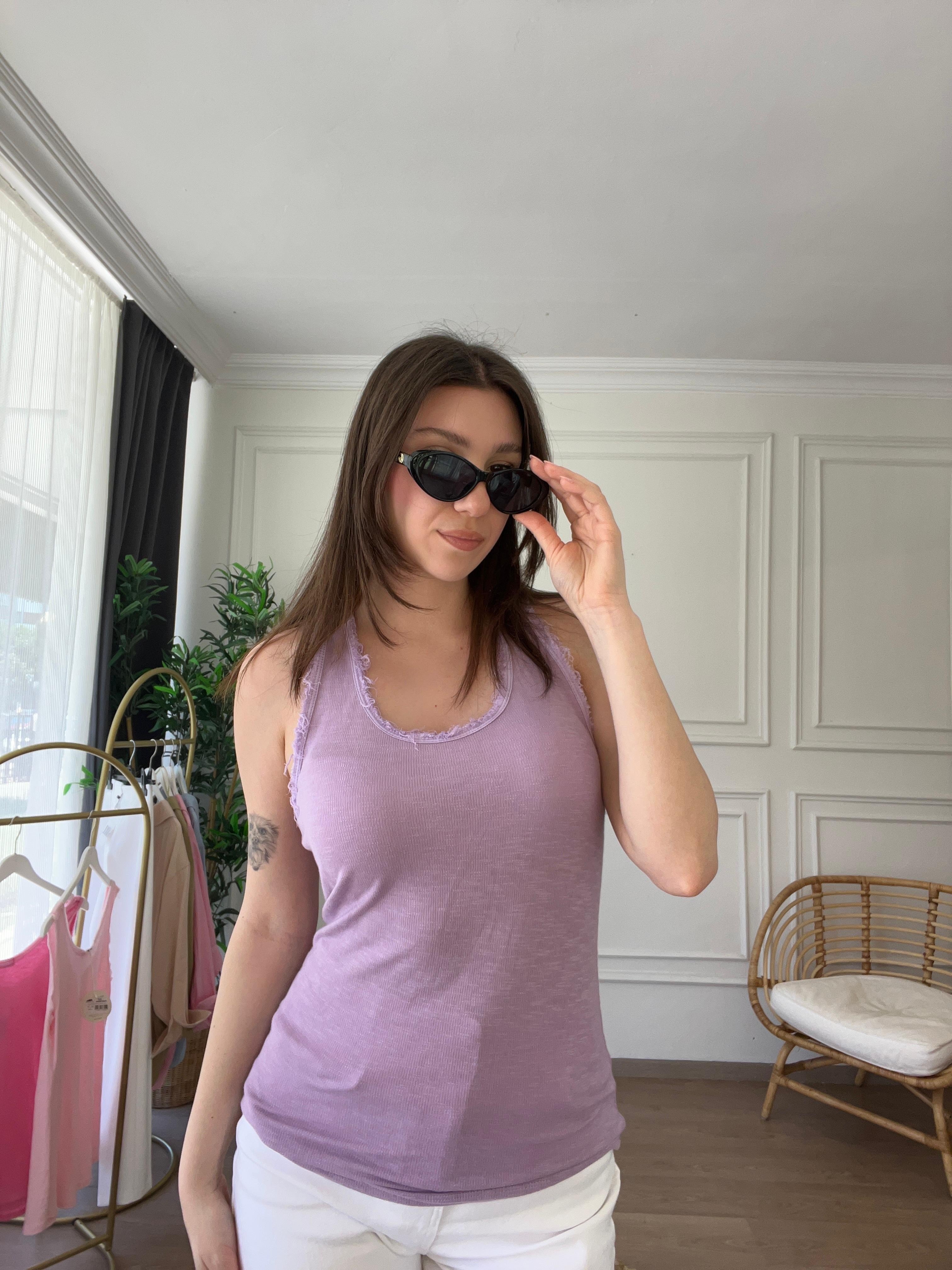 Halter Yaka Salaş Atlet Lila