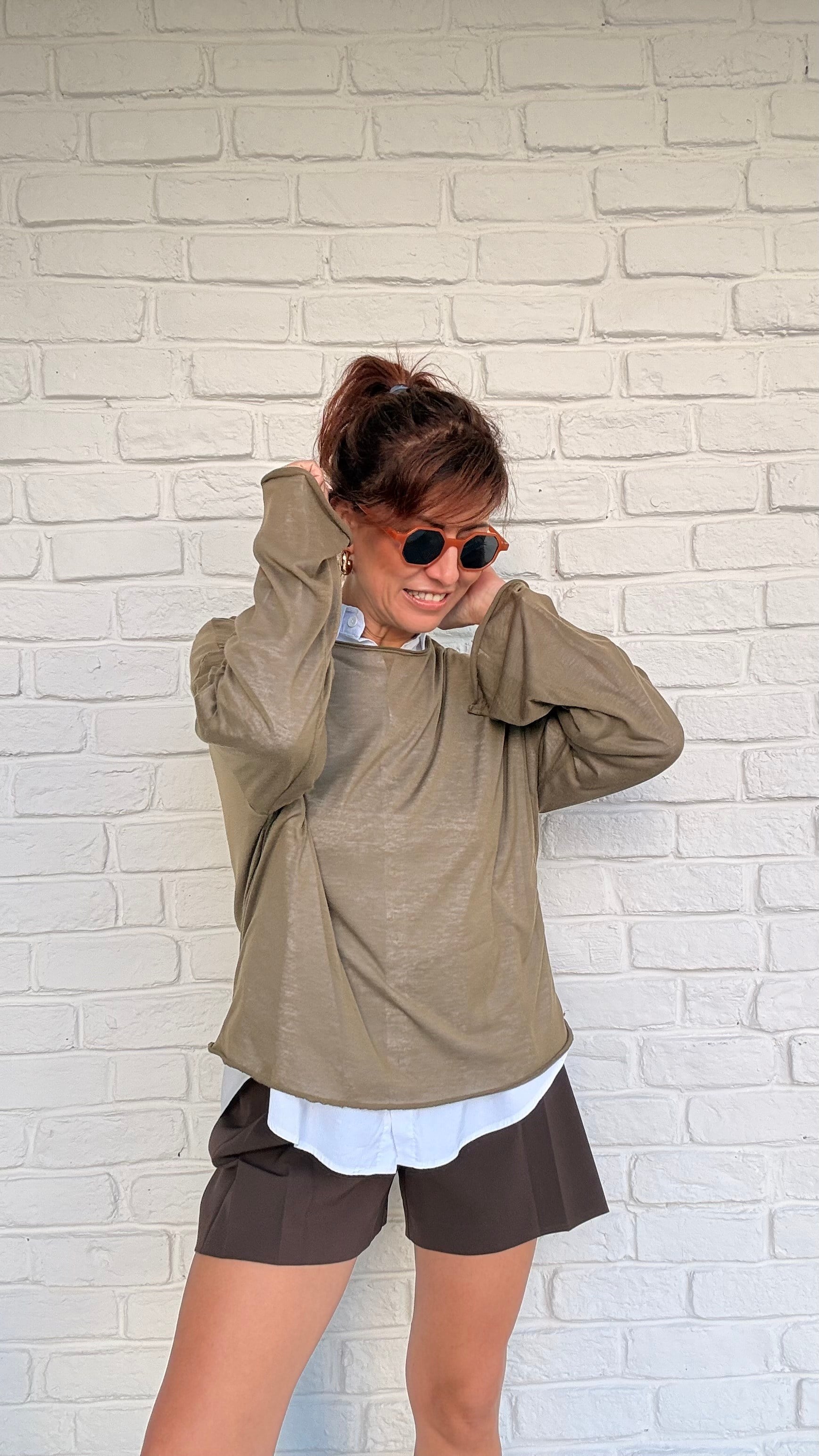 İnce Salaş Basic Sweatshirt Vizon