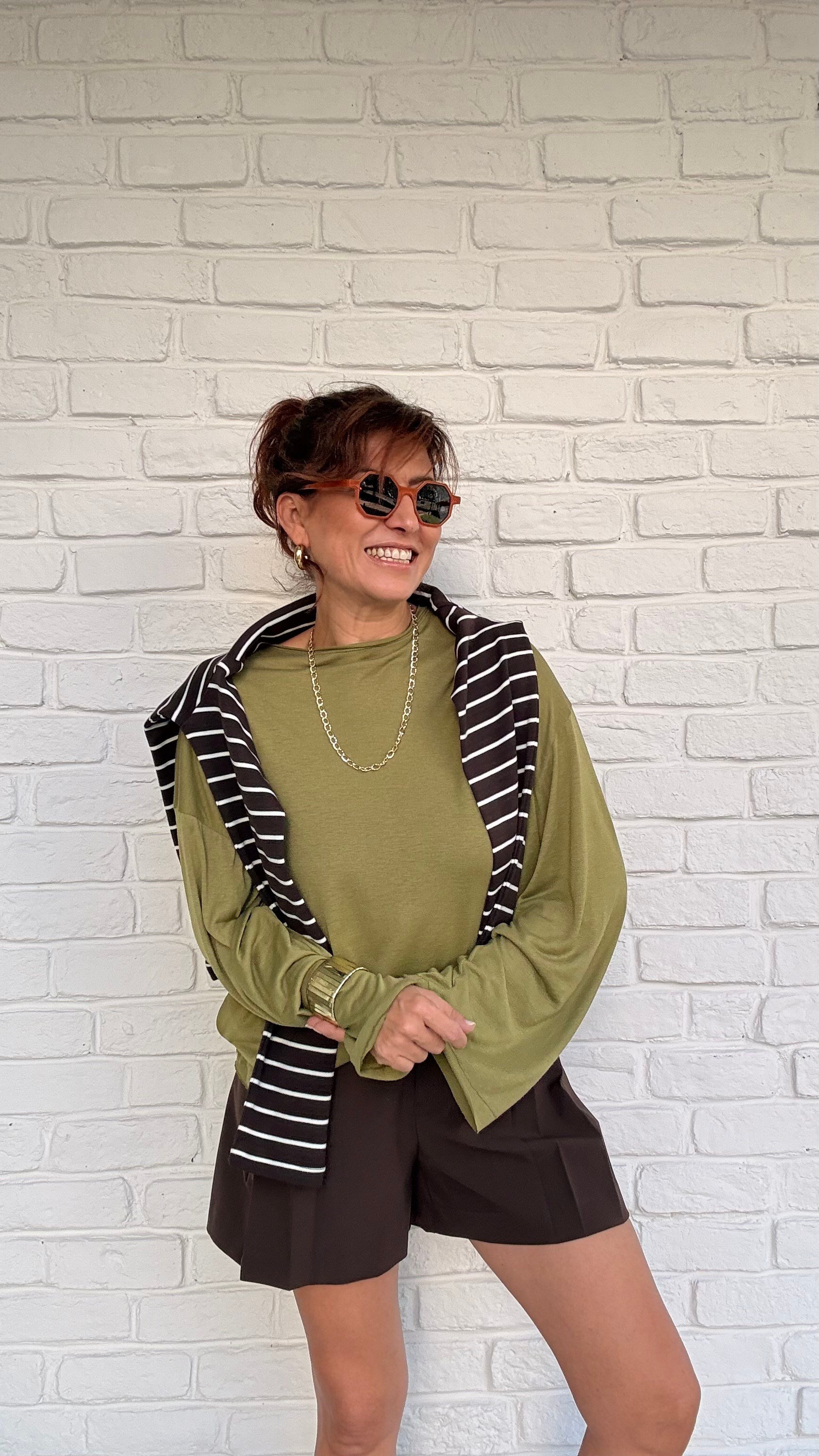İnce Salaş Basic Sweatshirt Yeşil