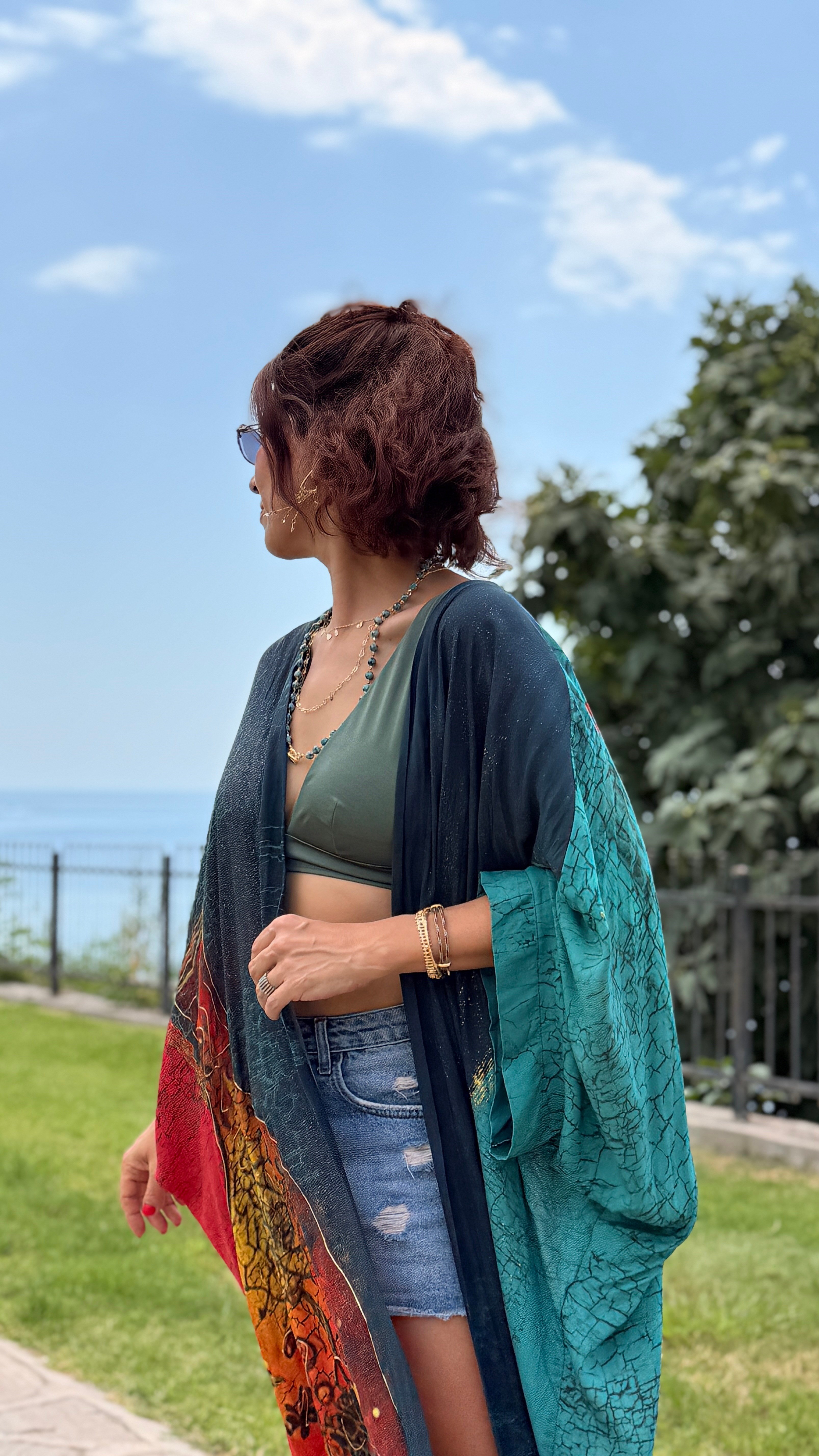 İthal Sakura Desen Kimono