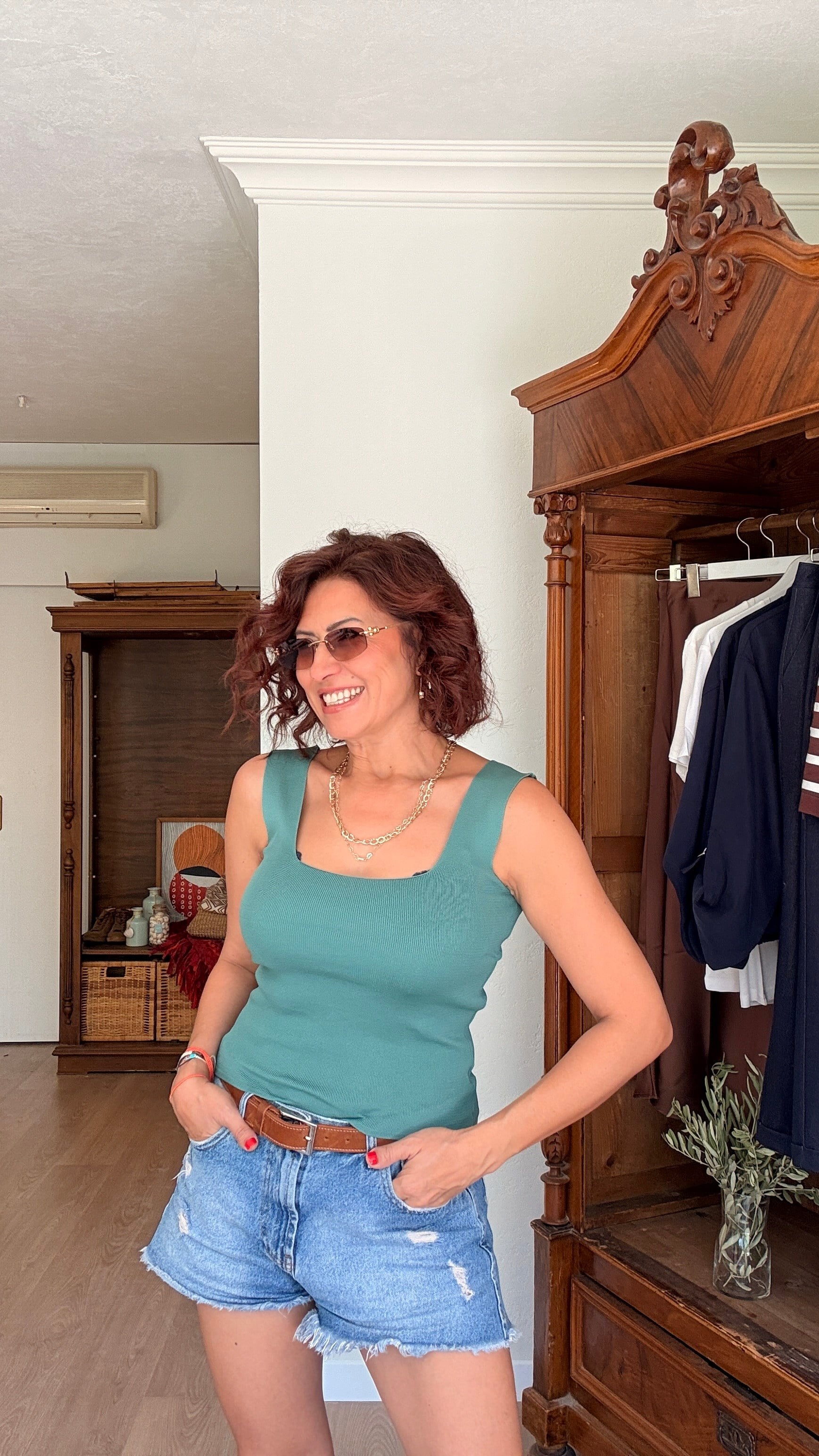 Kare Yaka Triko Atlet Yeşil