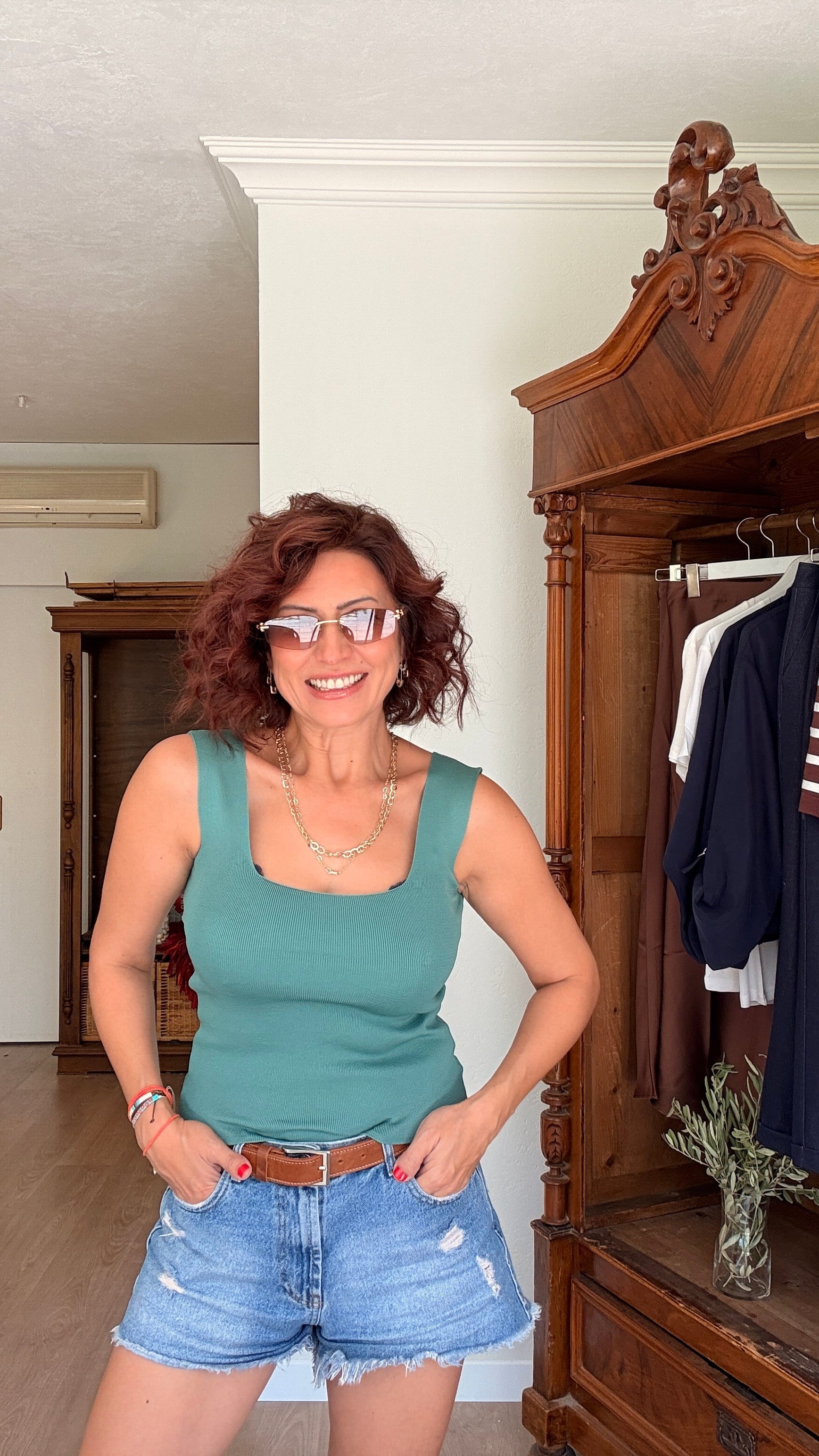 Kare Yaka Triko Atlet Yeşil