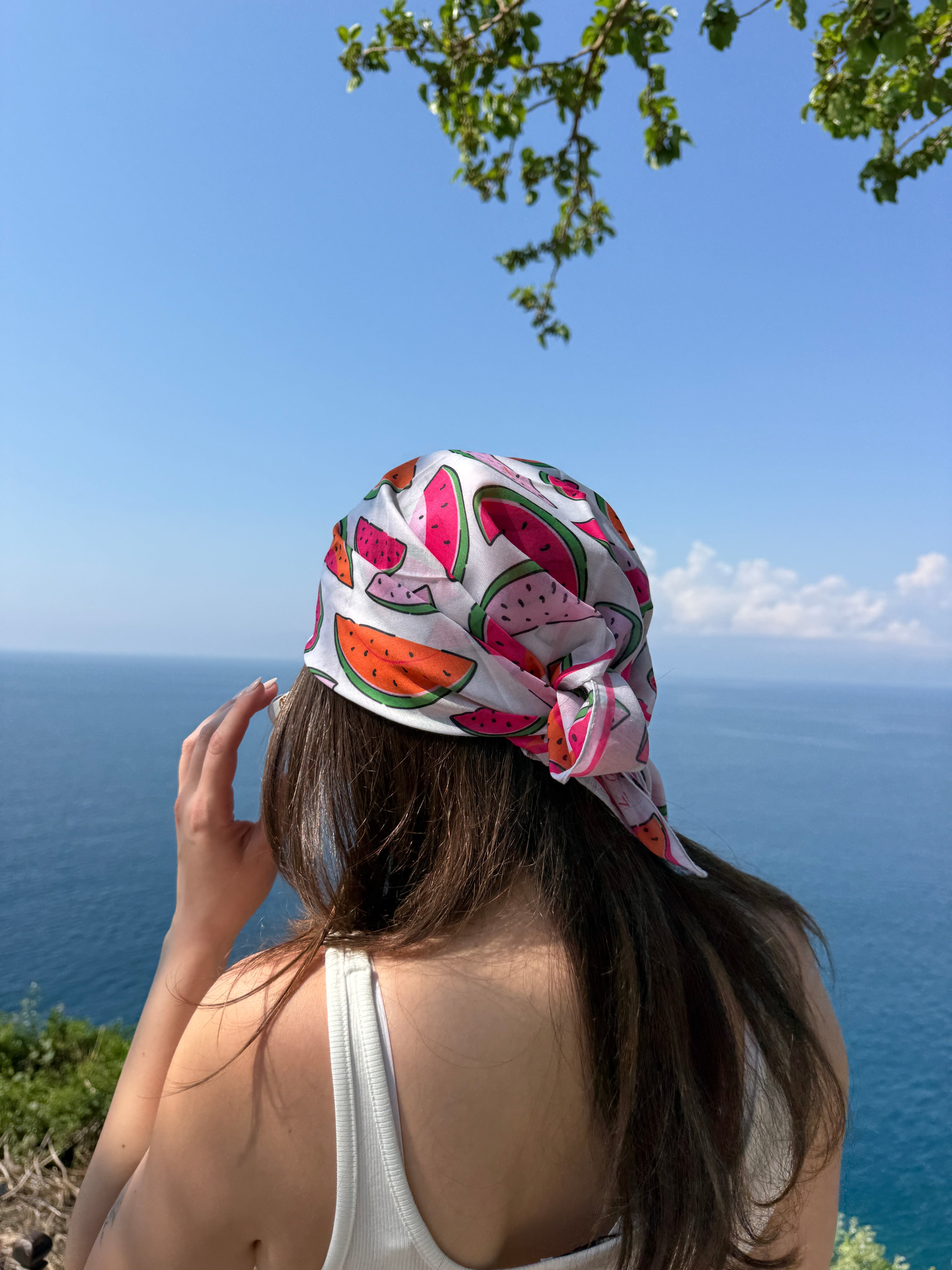 Karpuzlu Pembe Fular 70*70