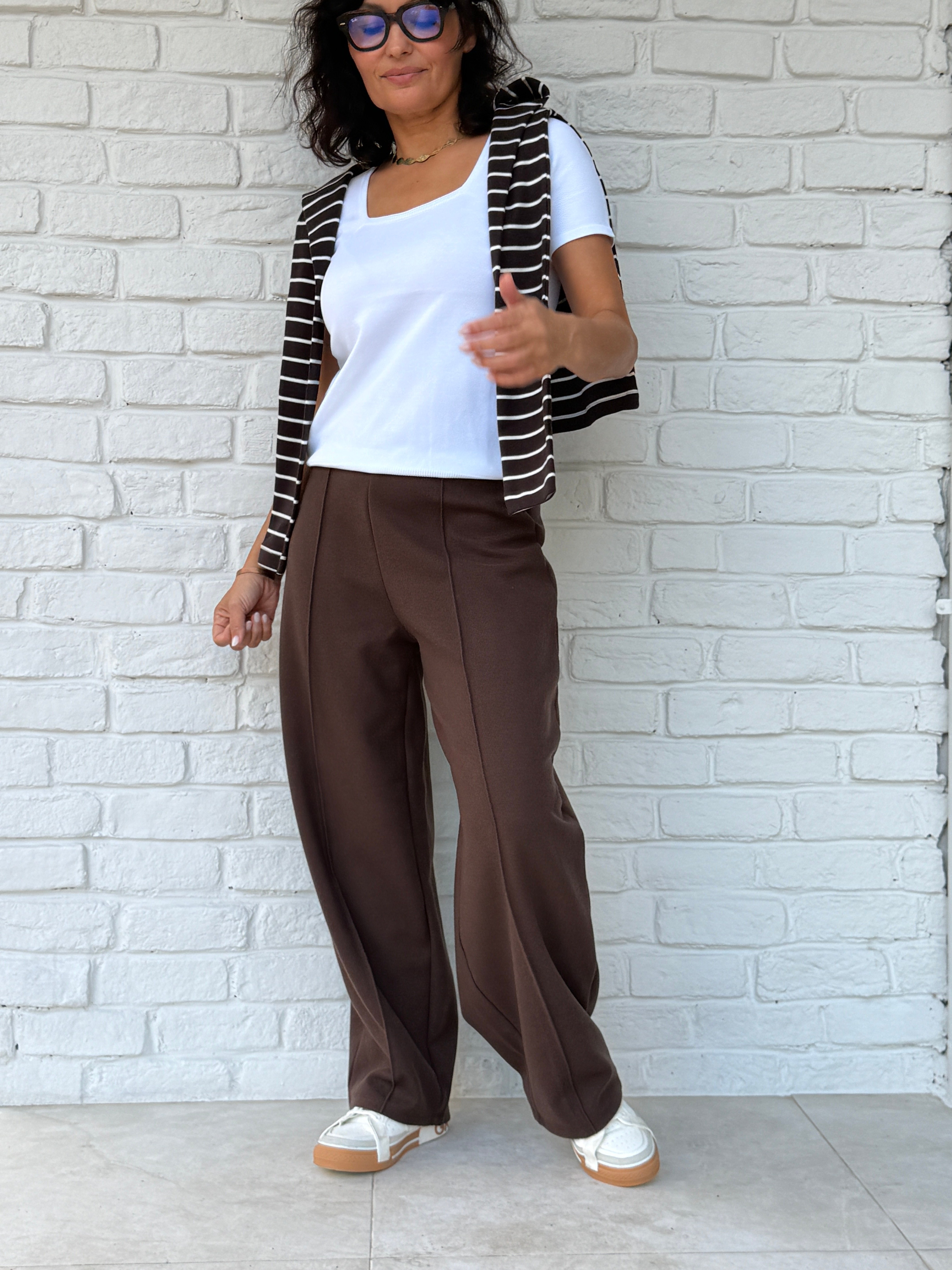 Kaşe Kumaş Pantalon Kahverengi