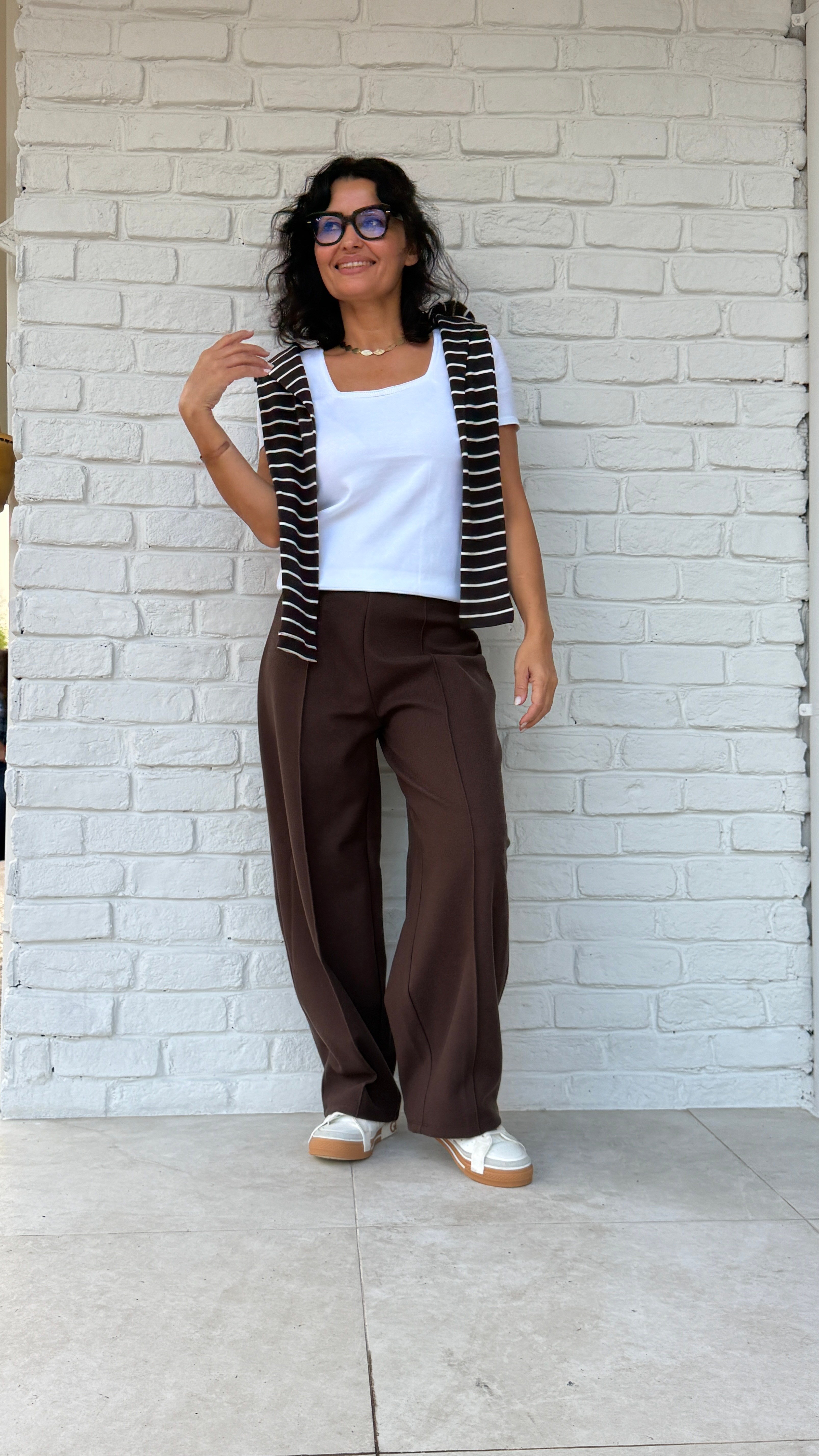 Kaşe Kumaş Pantalon Kahverengi