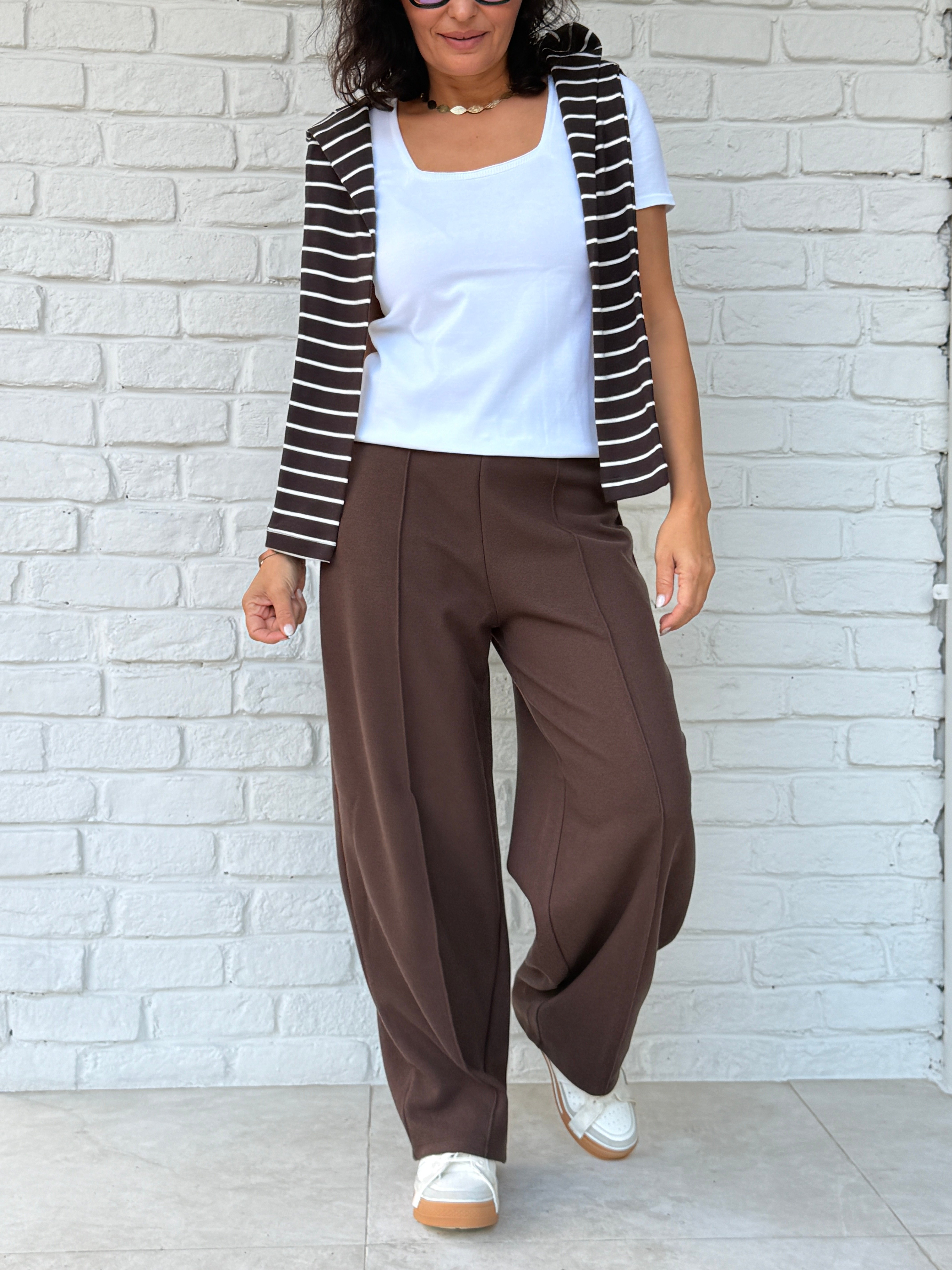 Kaşe Kumaş Pantalon Kahverengi